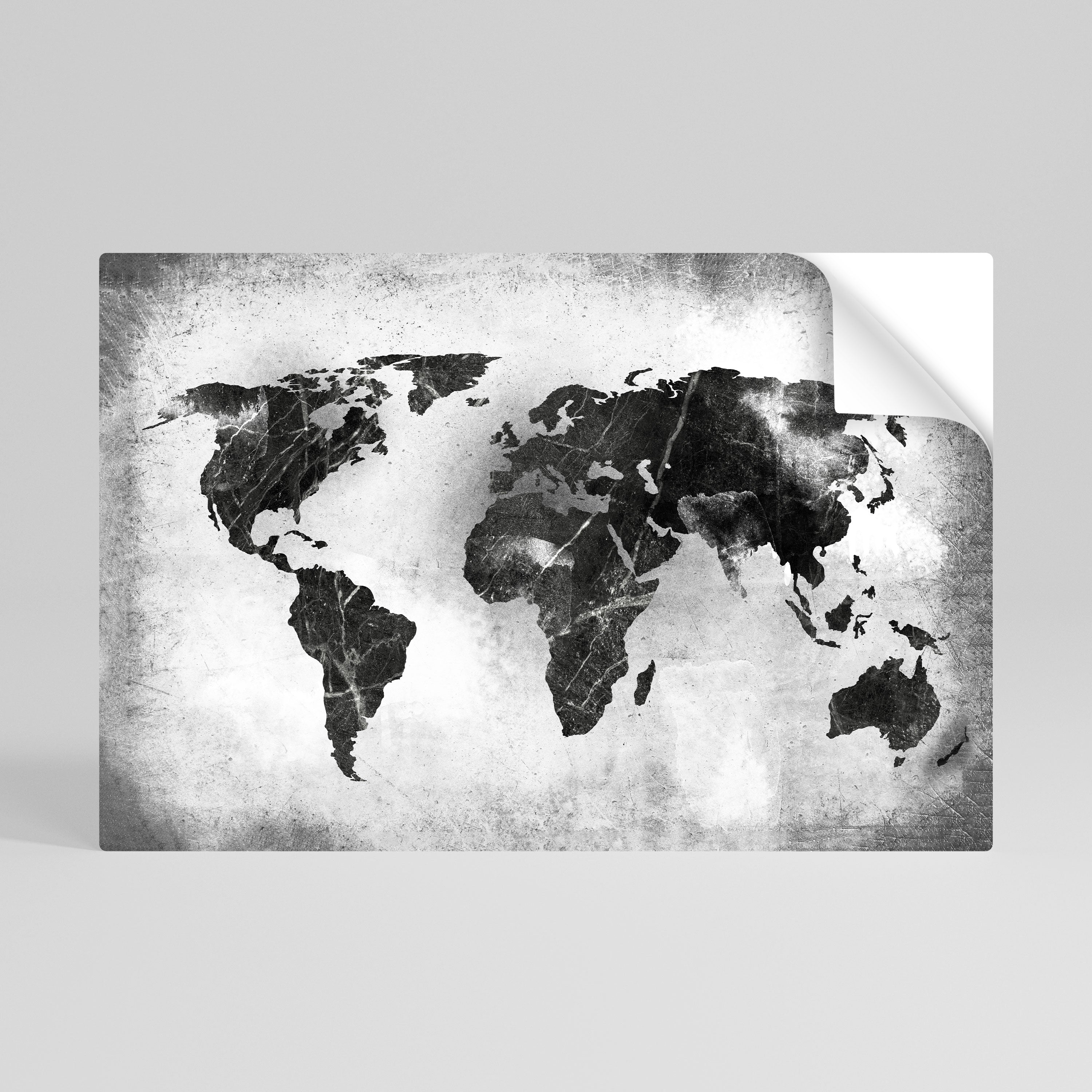 SHADOWED CONTINENTS Peel and Stick Horizontal Poster
