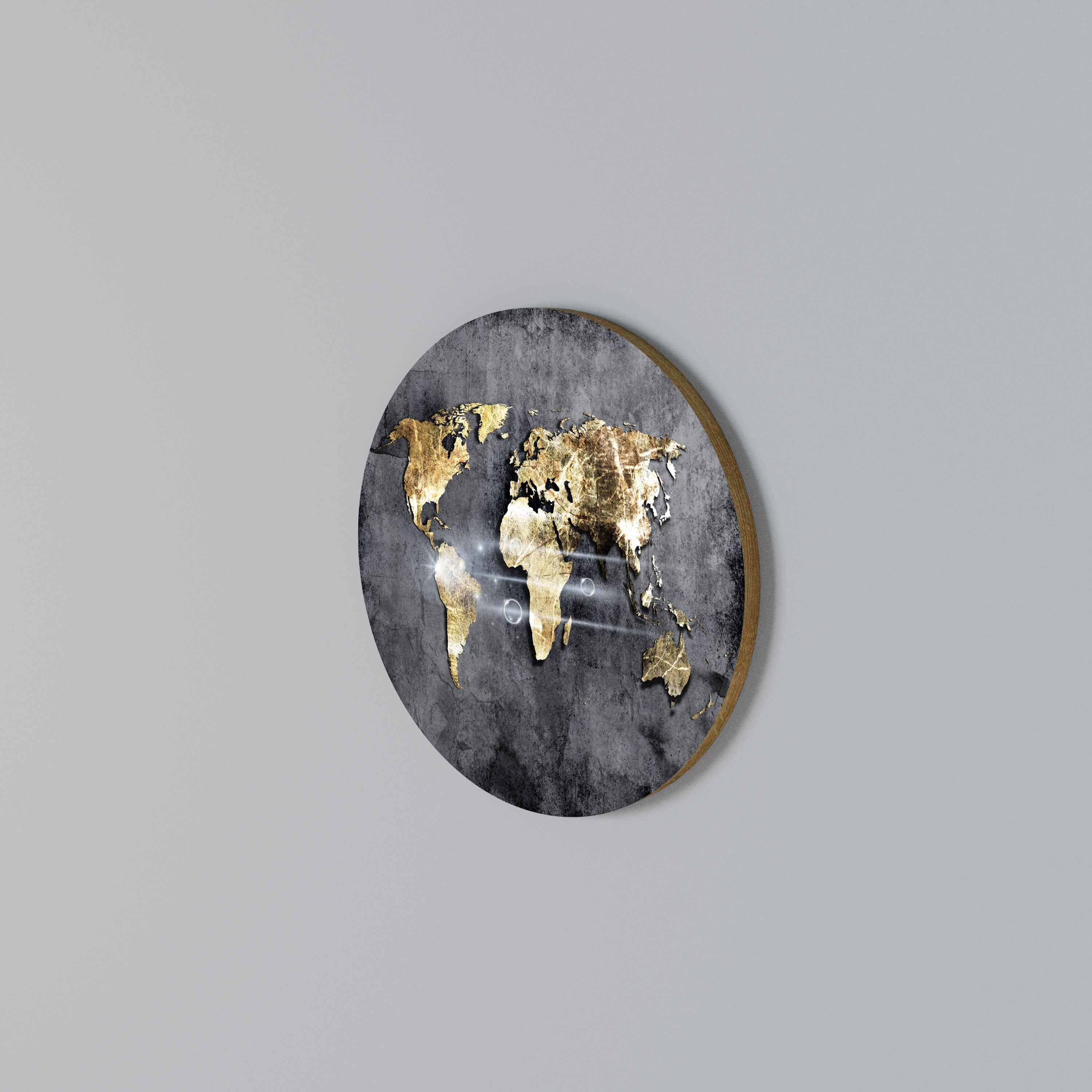 SHIMMERING EARTH MAP Round Wall Art