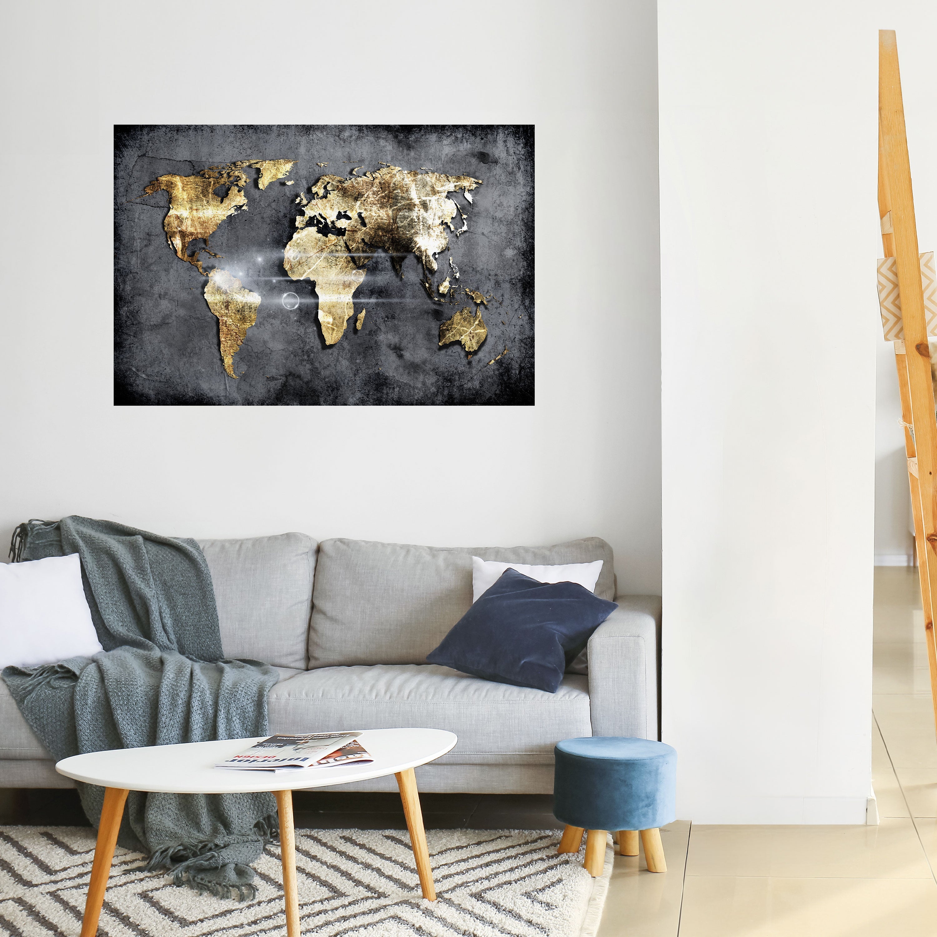 Affiche horizontale autocollante de la CARTE DE LA TERRE CHATOYANTE