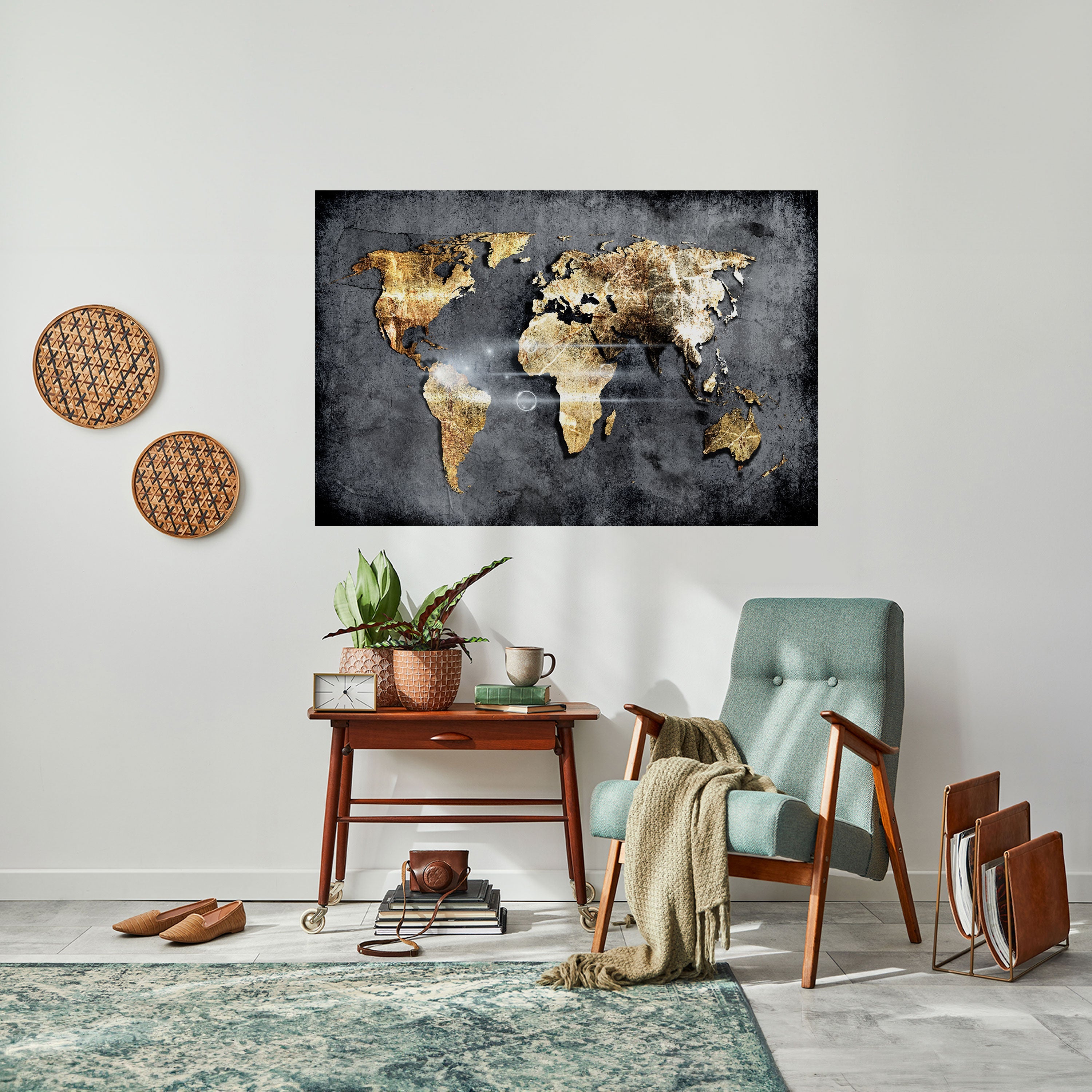 Affiche horizontale autocollante de la CARTE DE LA TERRE CHATOYANTE
