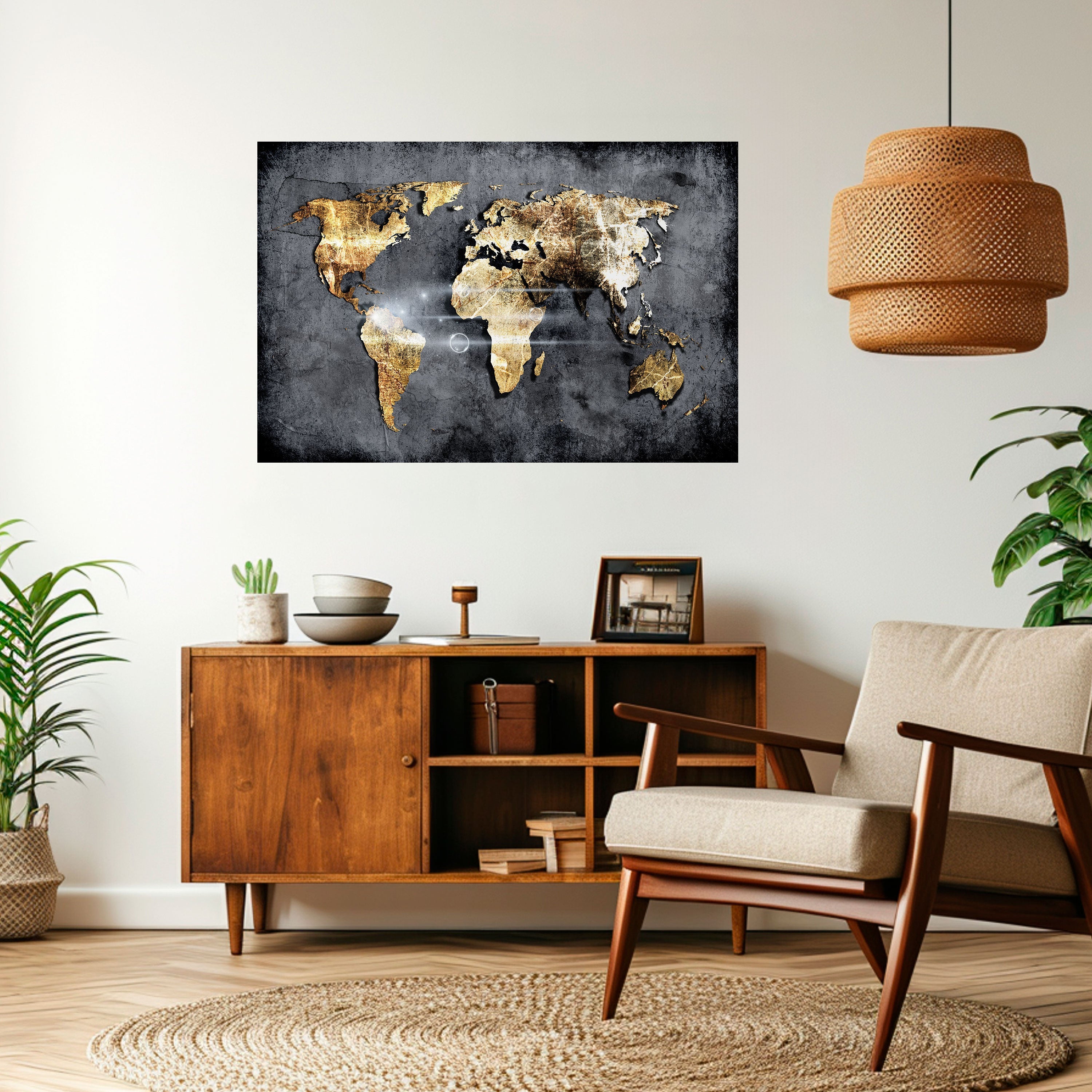 Affiche horizontale autocollante de la CARTE DE LA TERRE CHATOYANTE