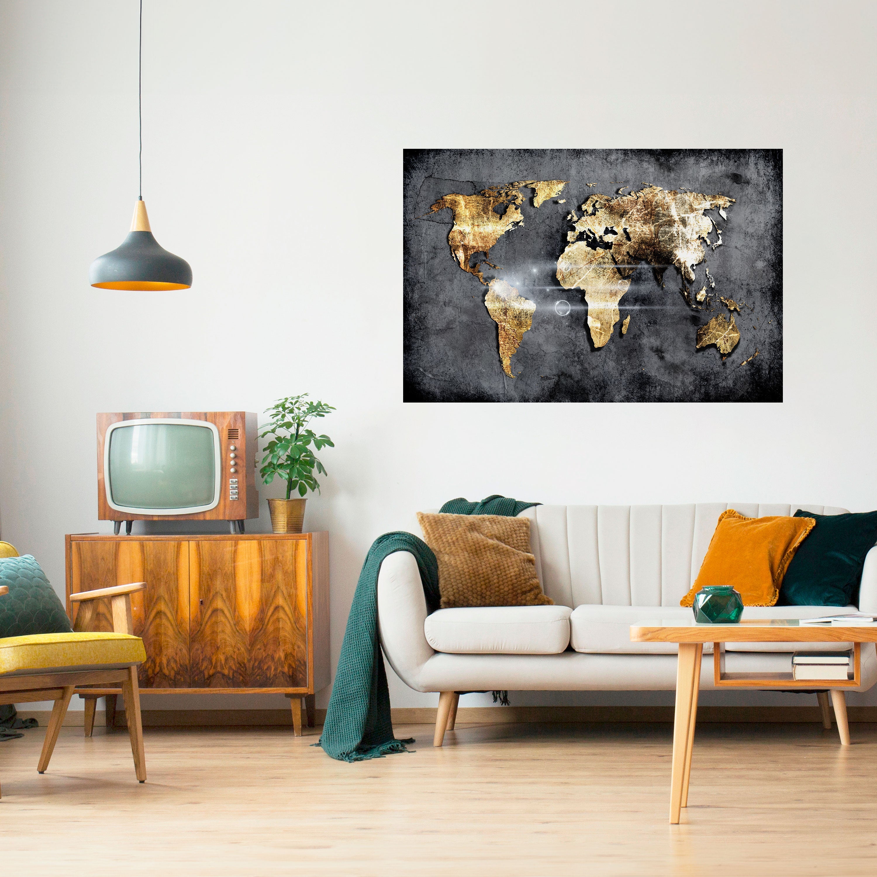 Affiche horizontale autocollante de la CARTE DE LA TERRE CHATOYANTE