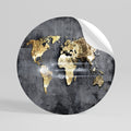 SHIMMERING EARTH MAP Peel and Stick Round Sticker