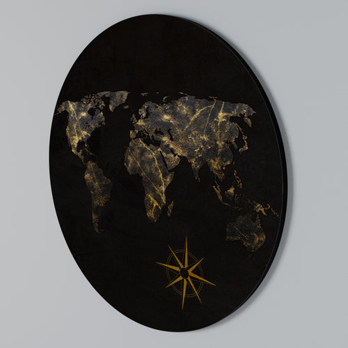 GOLDEN GEOGRAPHY Round Wall Art