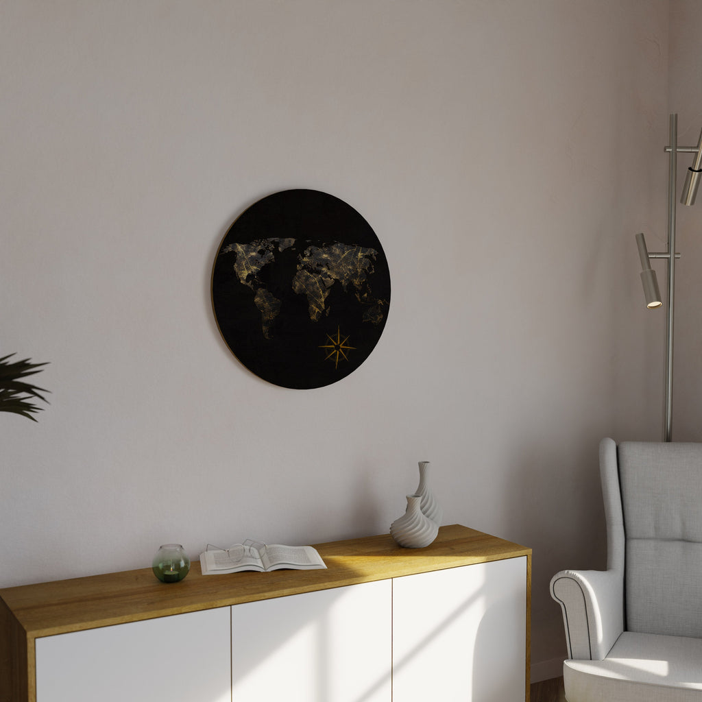 Art mural rond GOLDEN GEOGRAPHY