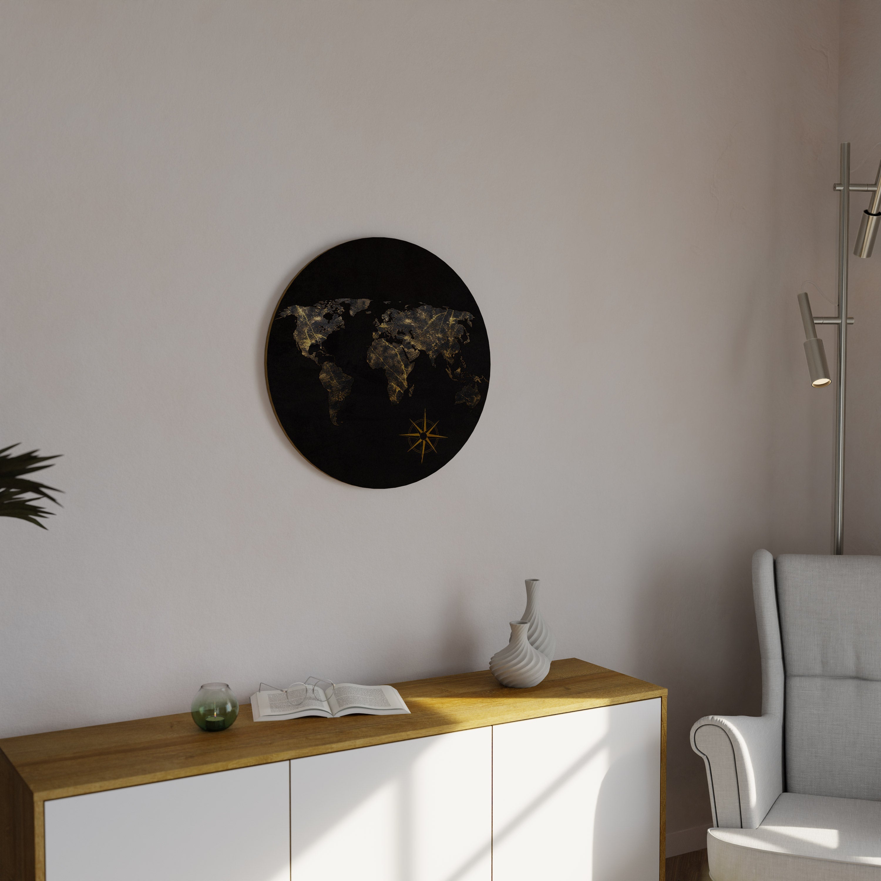 Art mural rond GOLDEN GEOGRAPHY