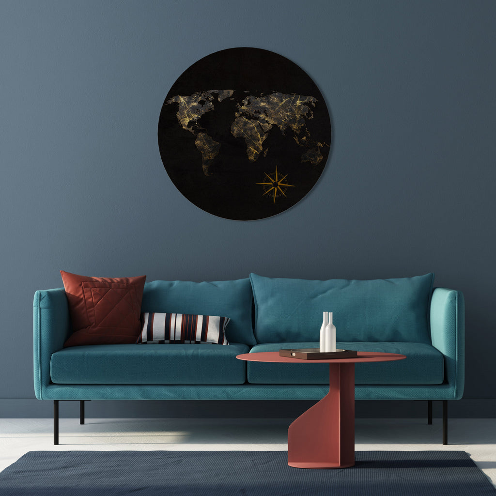 Art mural rond GOLDEN GEOGRAPHY