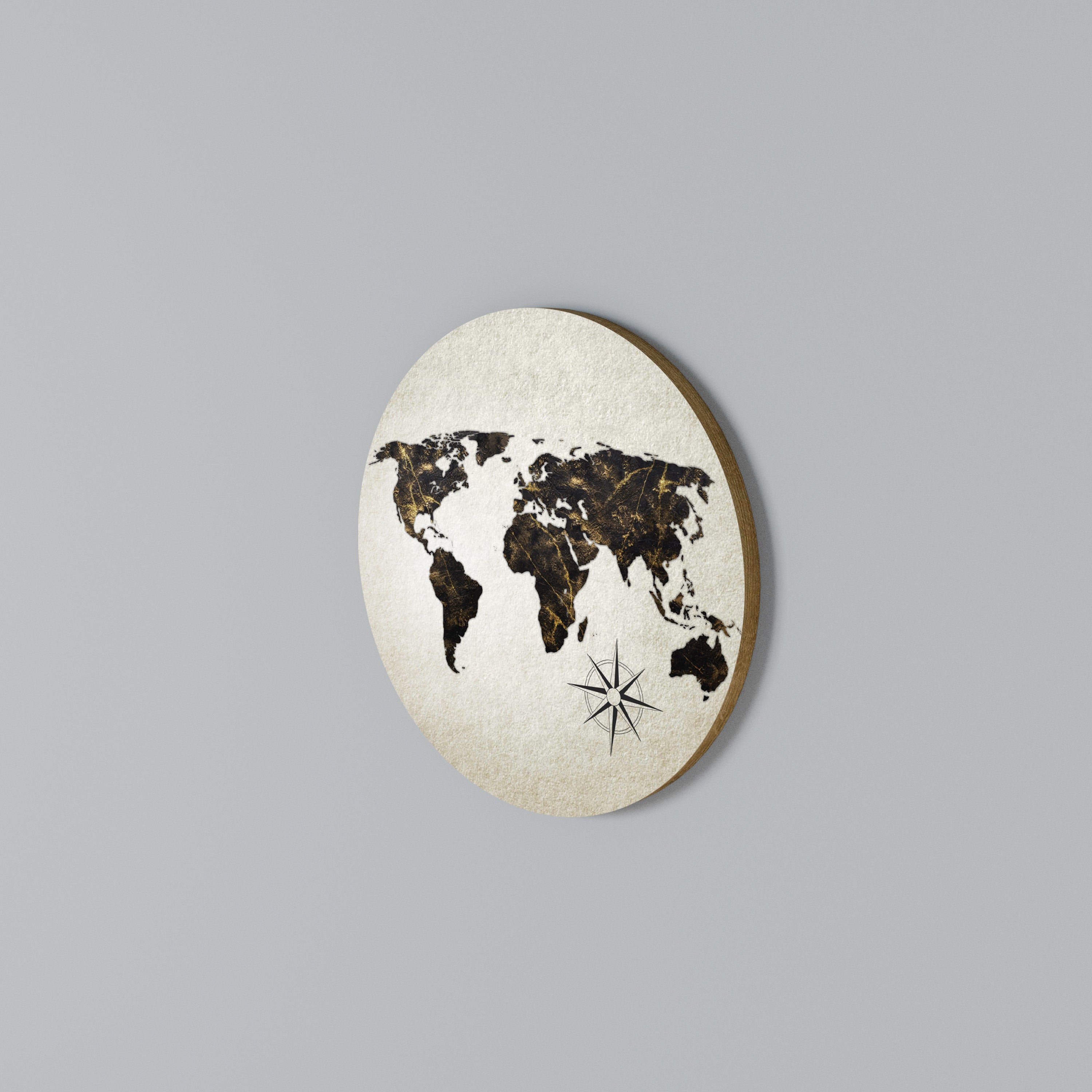 GOLDEN LINES GLOBE Round Wall Art