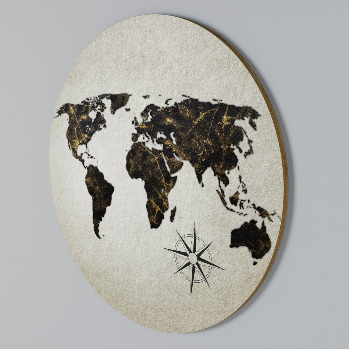 GOLDEN LINES GLOBE Round Wall Art