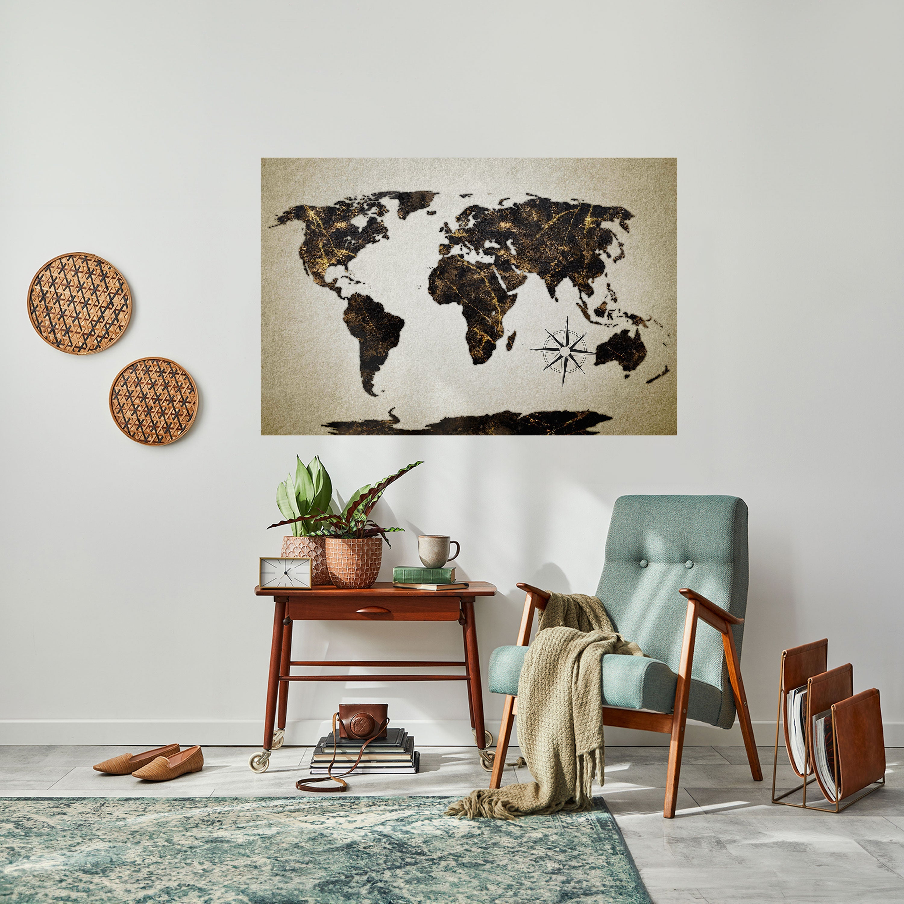 Affiche horizontale autocollante GLOBE GOLDEN LINES