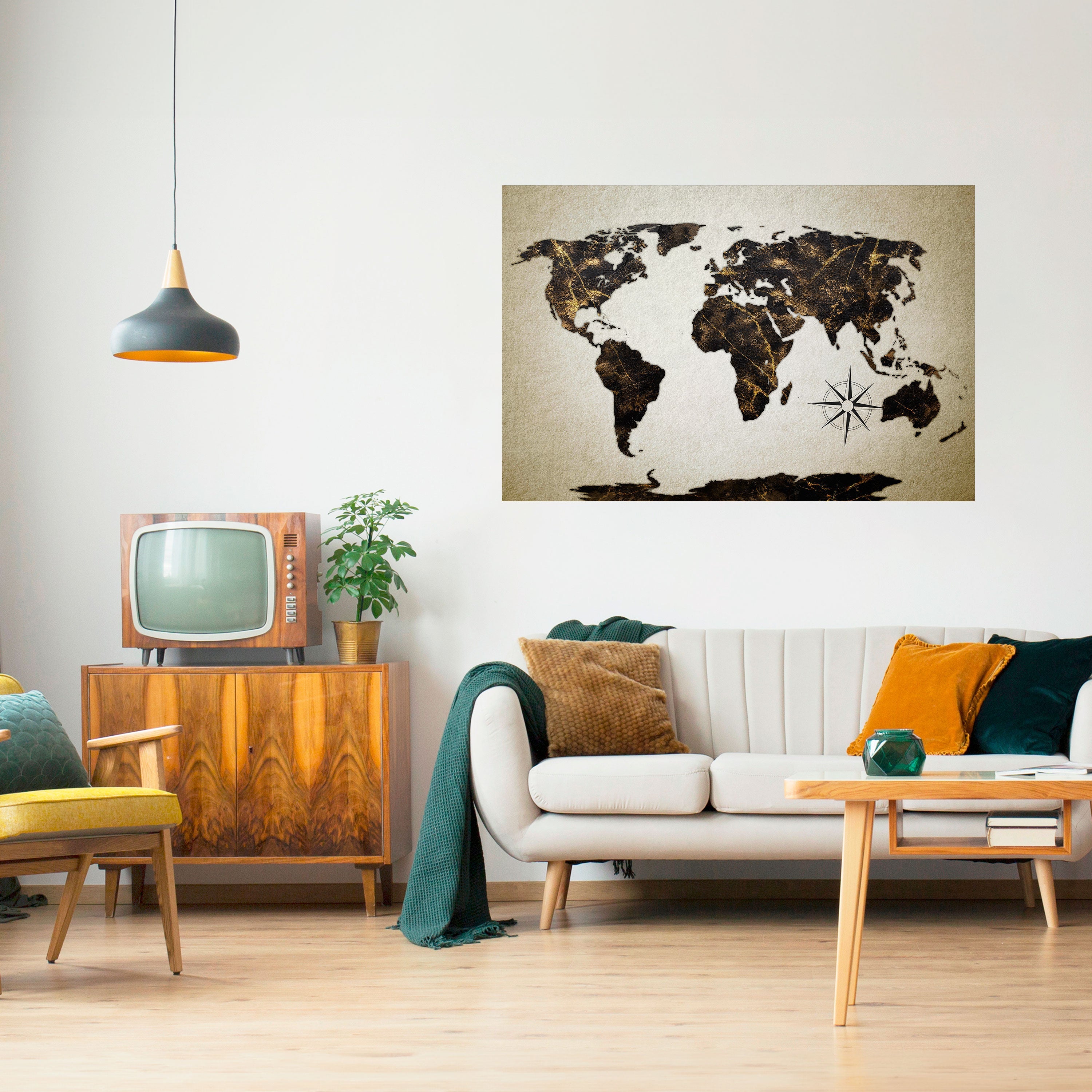 Affiche horizontale autocollante GLOBE GOLDEN LINES