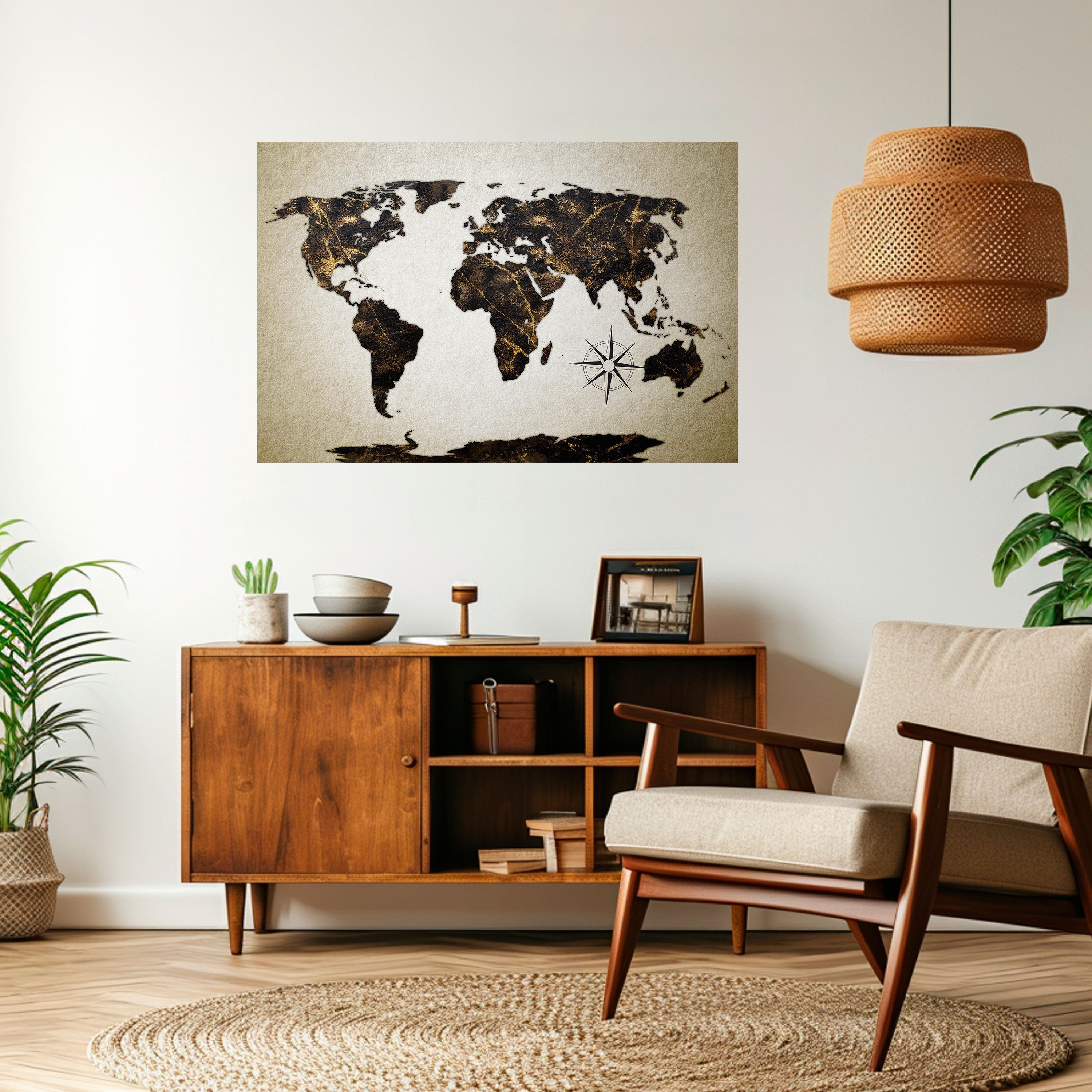 Affiche horizontale autocollante GLOBE GOLDEN LINES