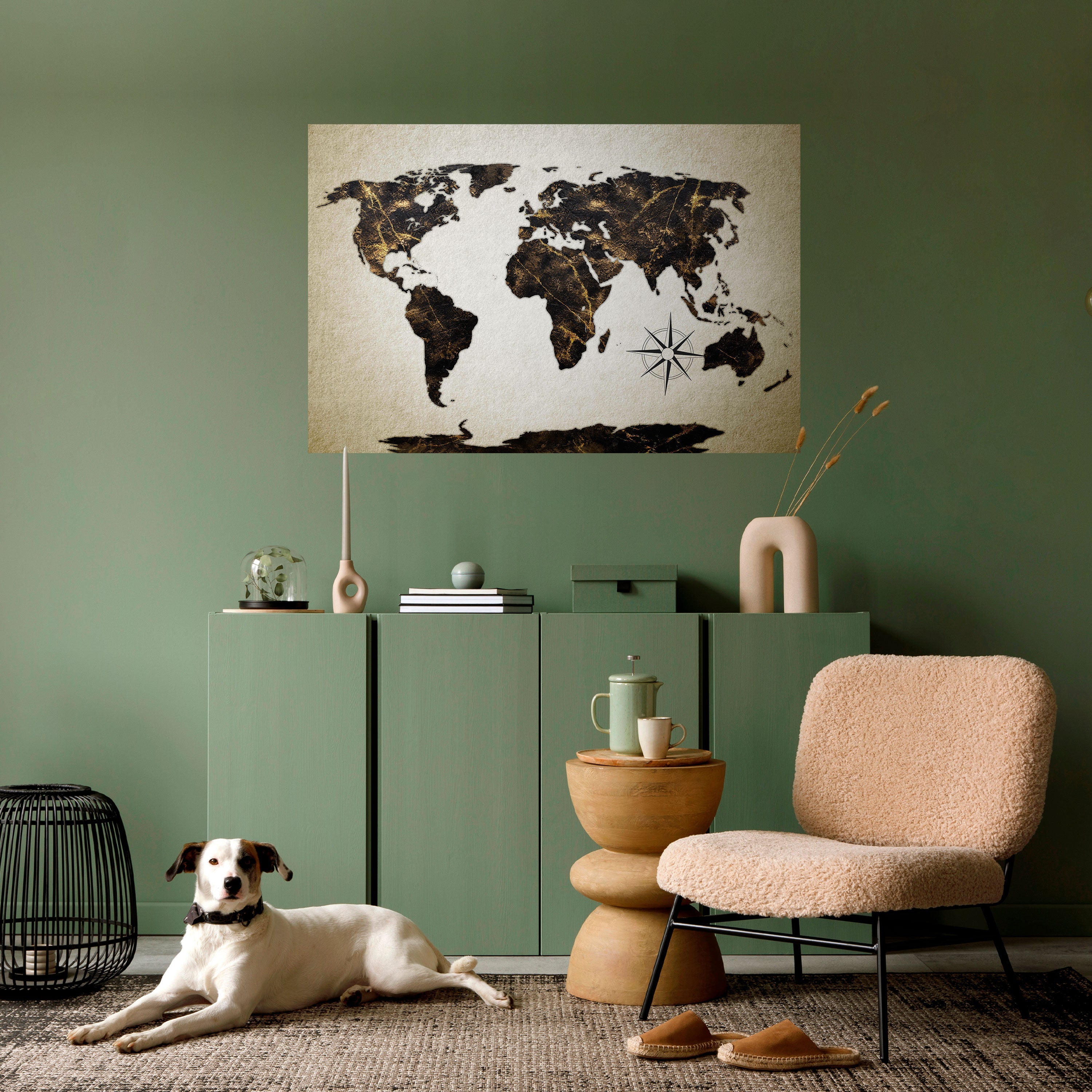 Affiche horizontale autocollante GLOBE GOLDEN LINES