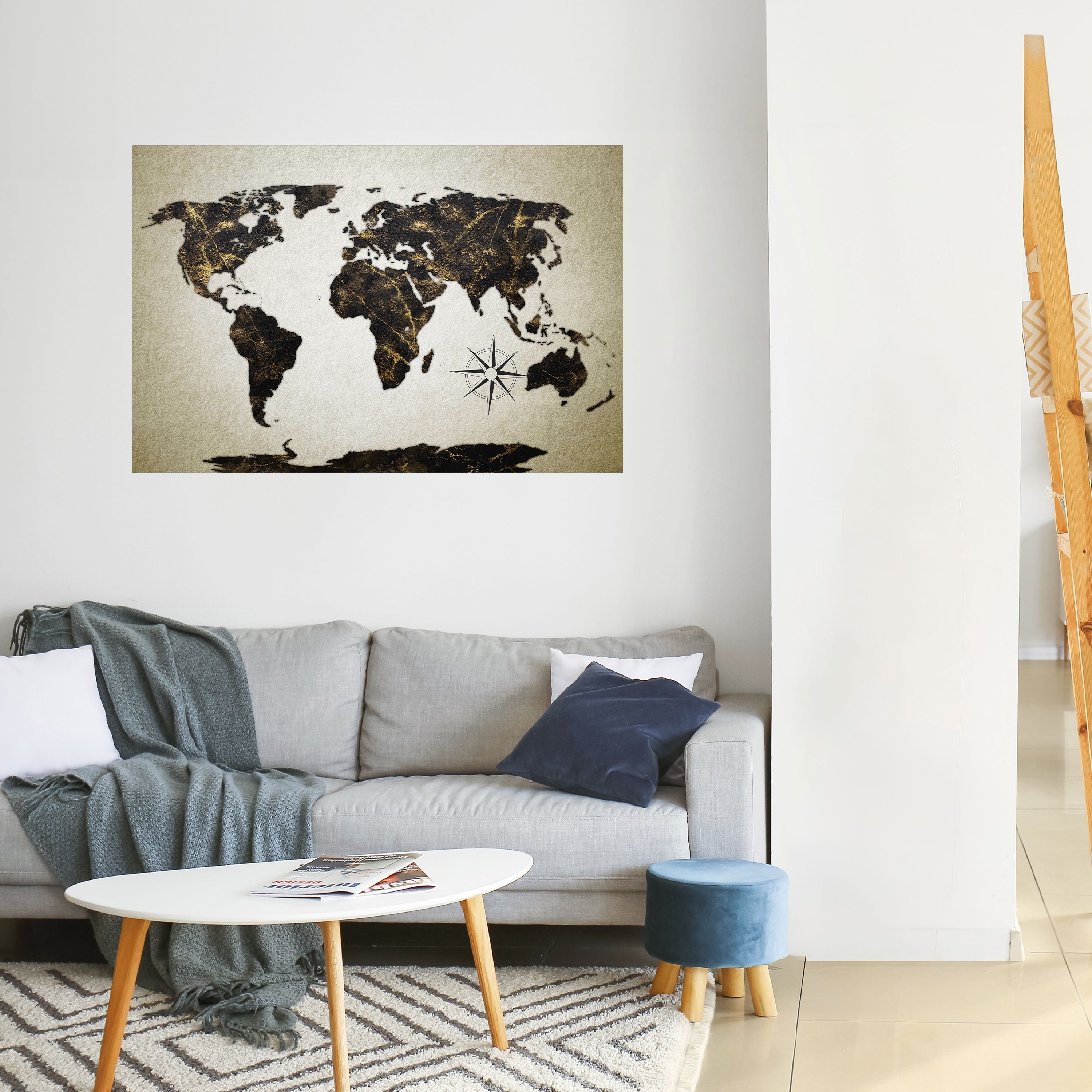 Affiche horizontale autocollante GLOBE GOLDEN LINES