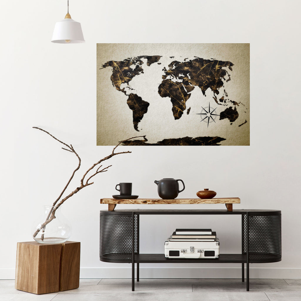 Affiche horizontale autocollante GLOBE GOLDEN LINES
