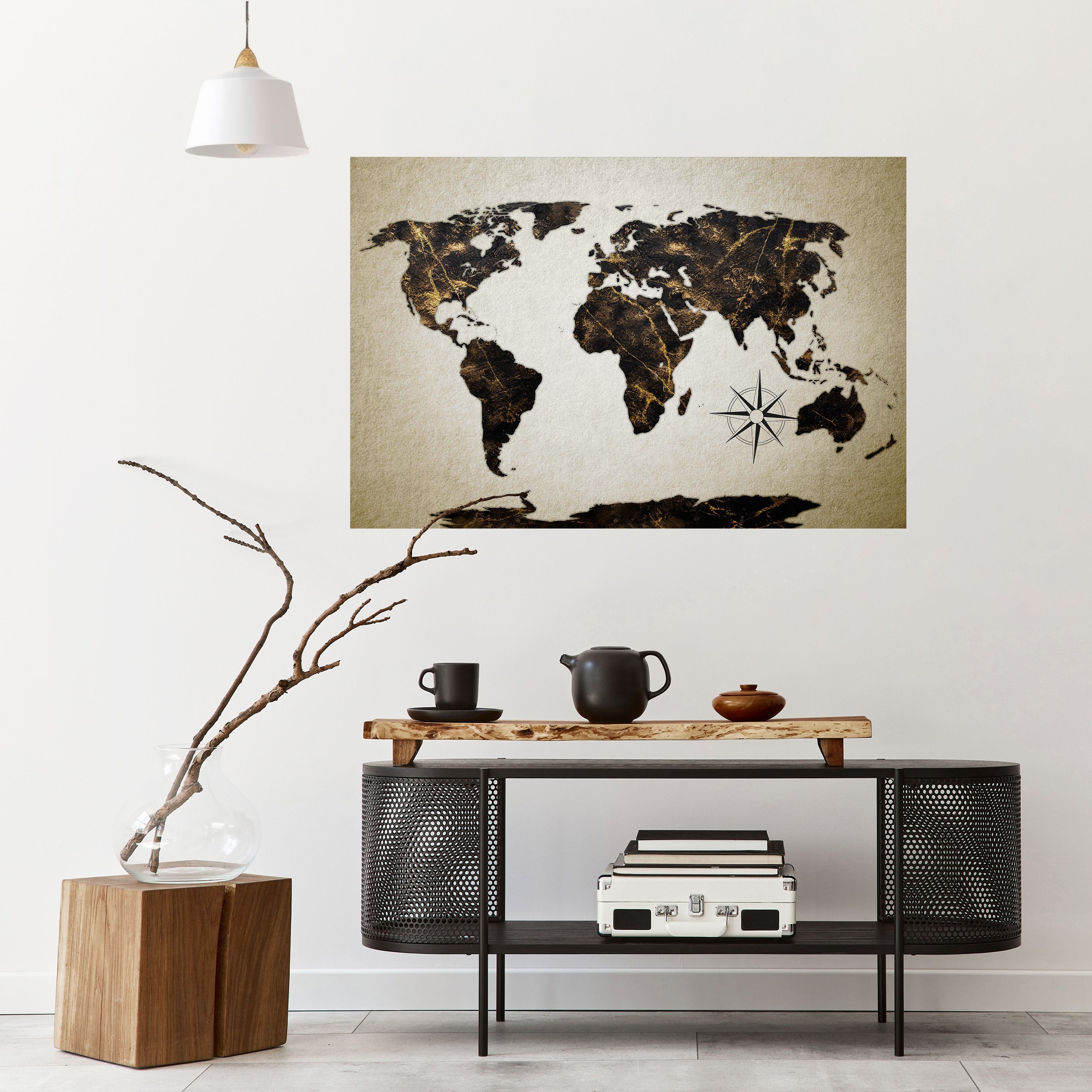 Affiche horizontale autocollante GLOBE GOLDEN LINES