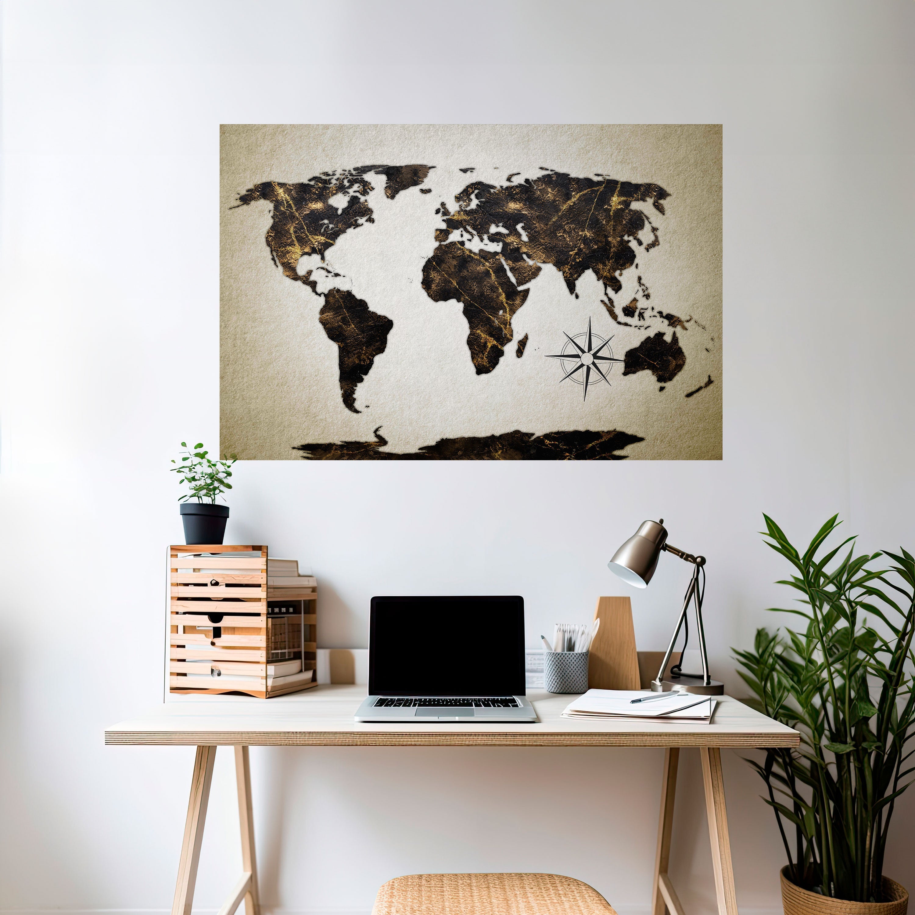 Affiche horizontale autocollante GLOBE GOLDEN LINES