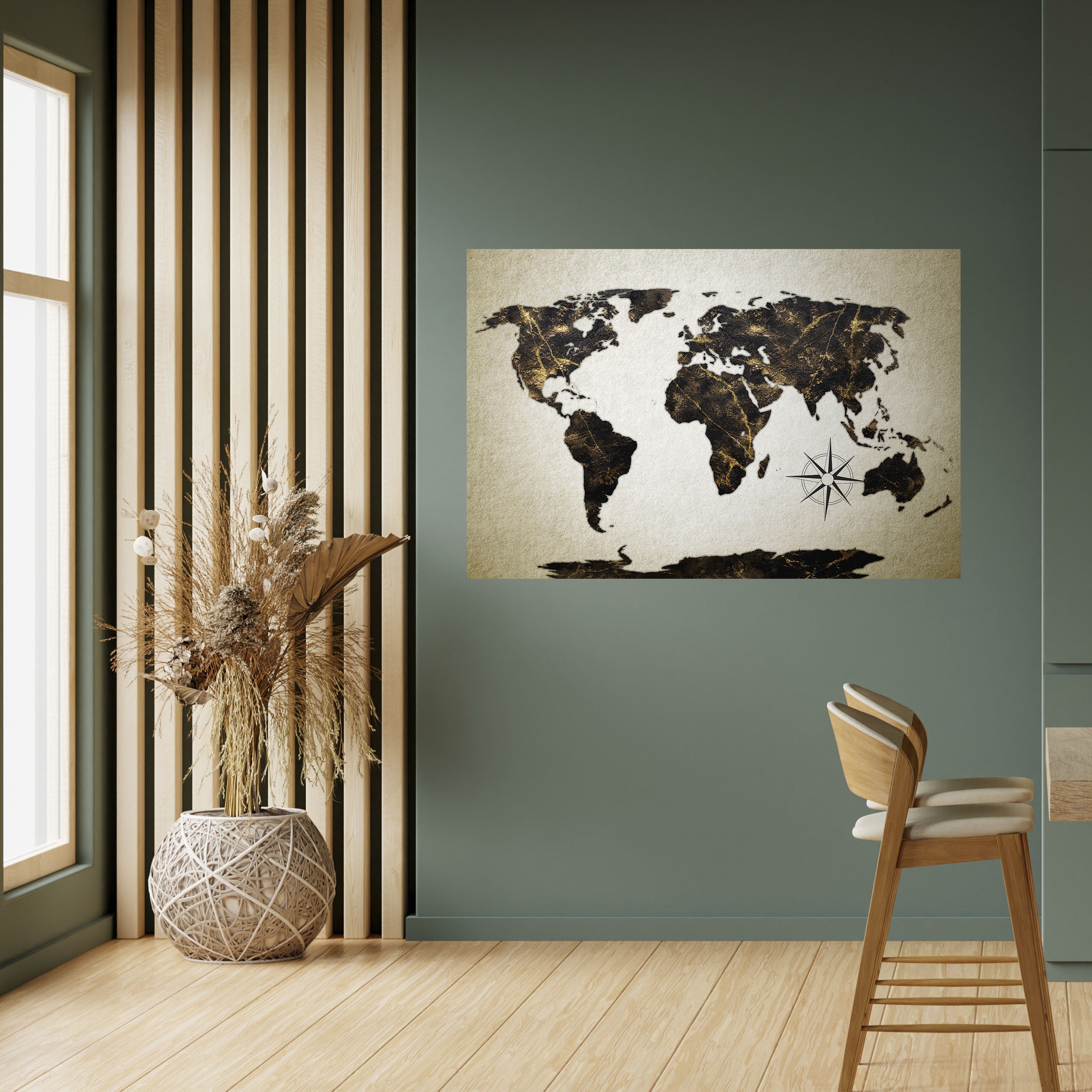 Affiche horizontale autocollante GLOBE GOLDEN LINES