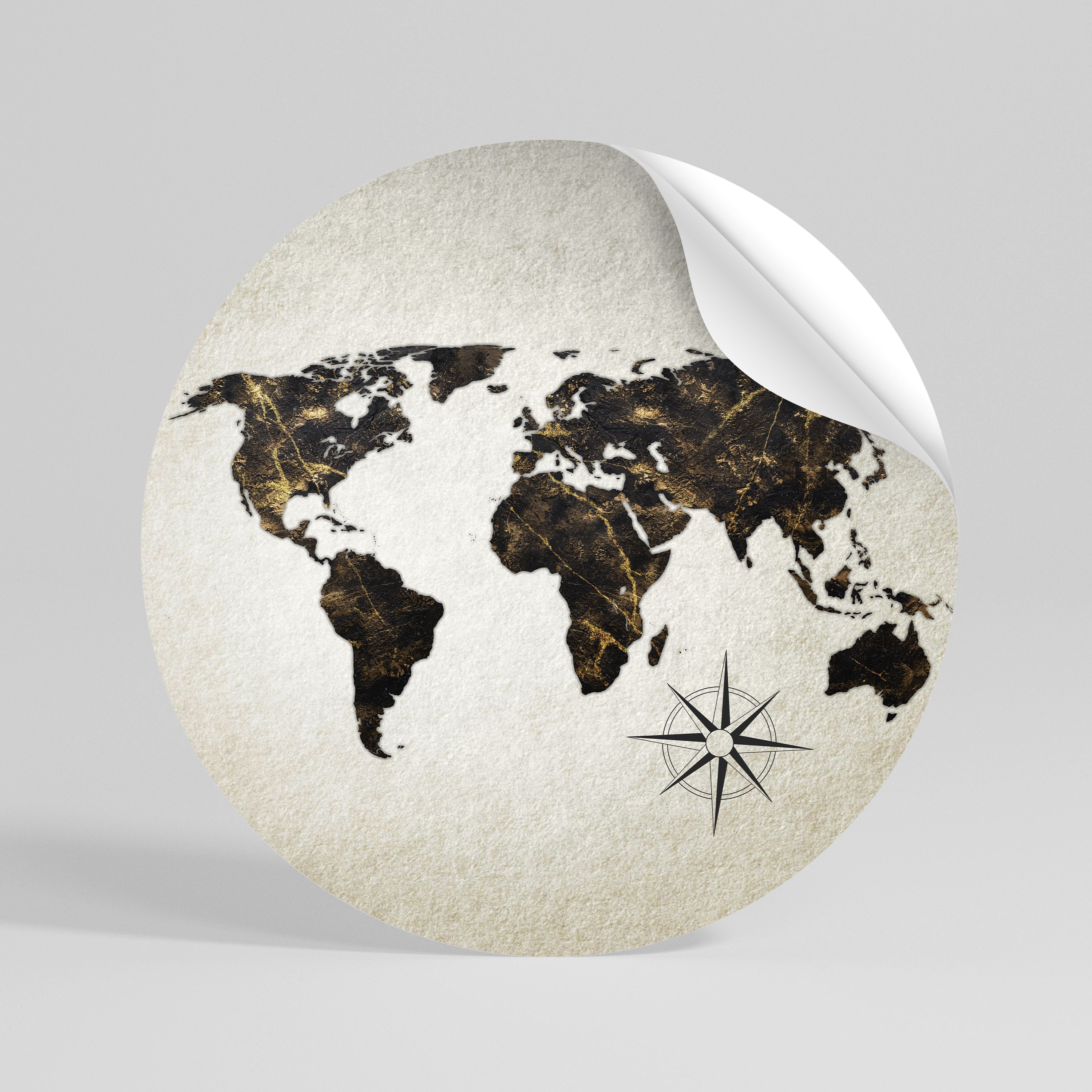 GOLDEN LINES GLOBE Peel and Stick Round Sticker
