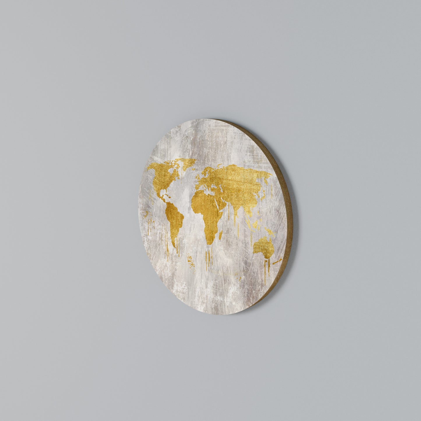 METALLIC WORLDVIEW MAP Round Wall Art