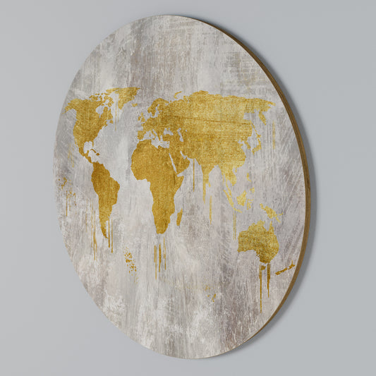 METALLIC WORLDVIEW MAP Round Wall Art
