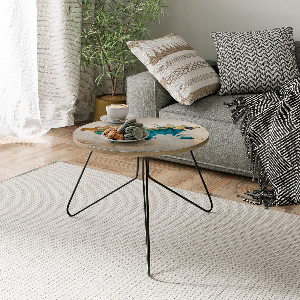 AZURE GILDED MAP Coffee Table