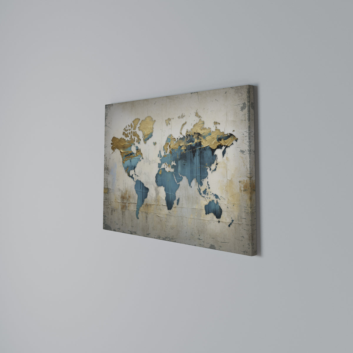 AZURE GILDED MAP Horizontal Canvas Print