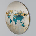 AZURE GILDED MAP Round Wall Art