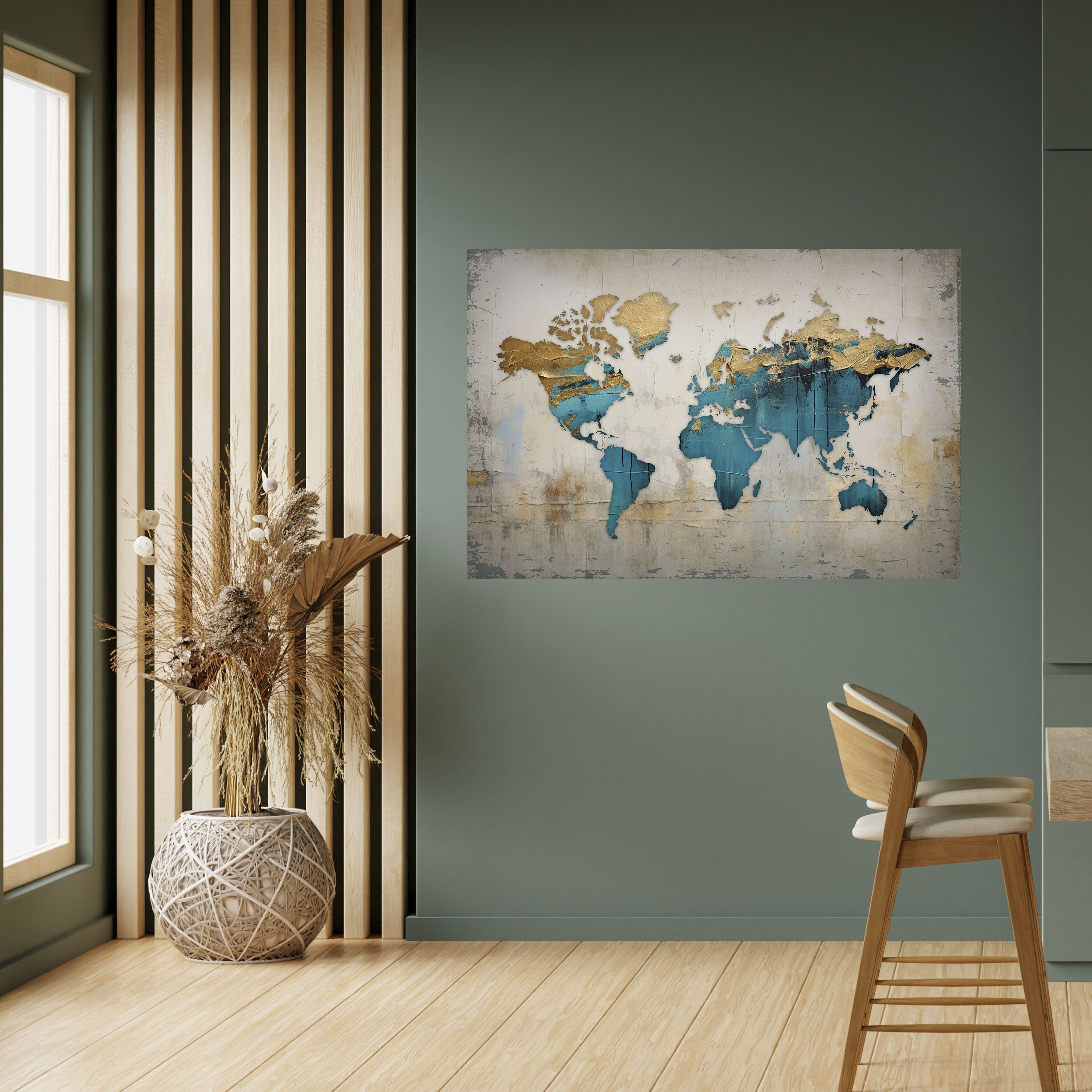 Affiche horizontale autocollante AZURE GILDED MAP