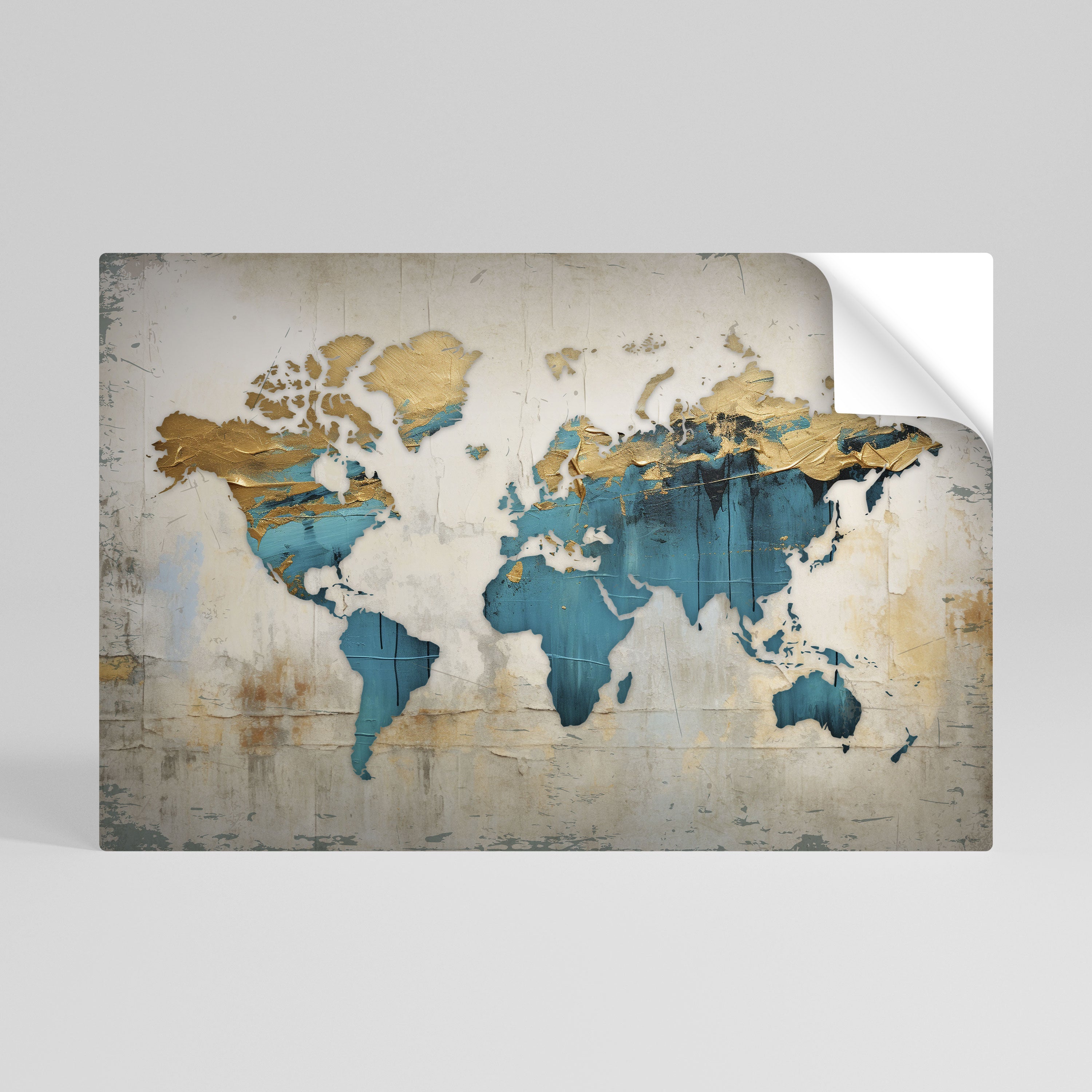 Affiche horizontale autocollante AZURE GILDED MAP