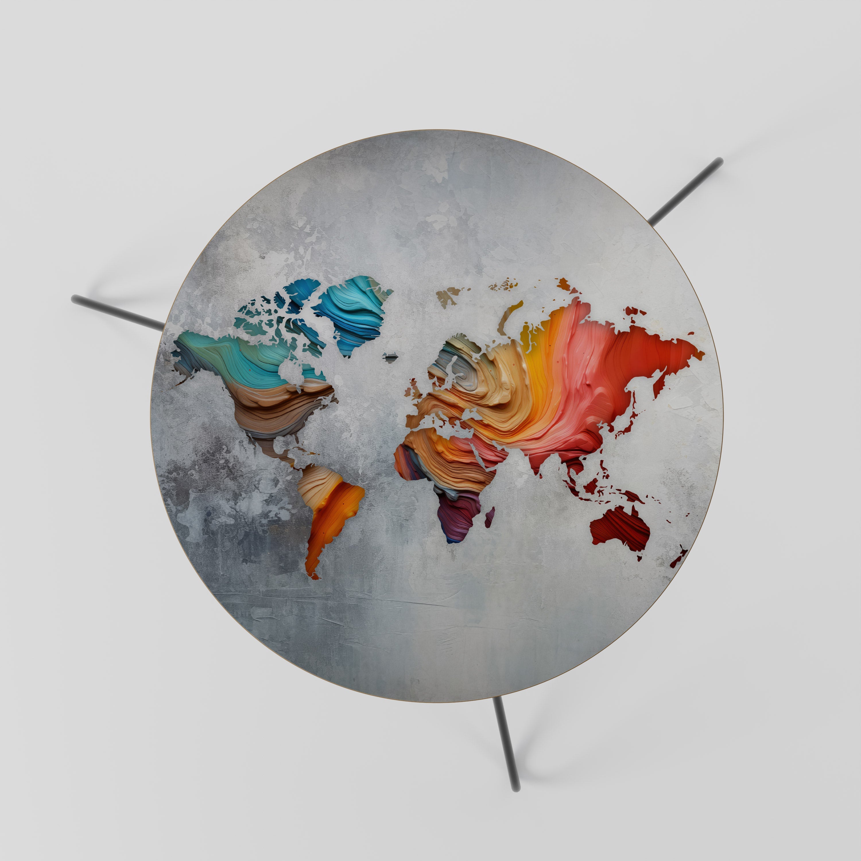 Table basse CONTINENTS PEINTS 60