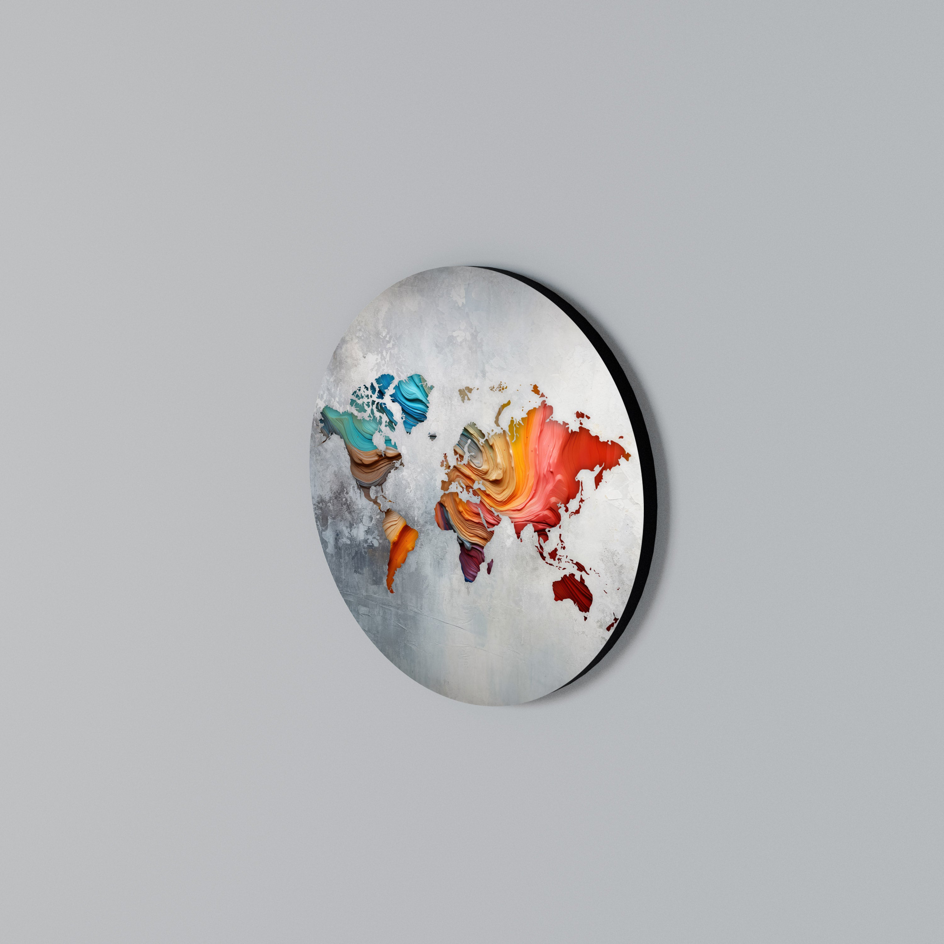 PAINTED CONTINENTS Round Wall Art