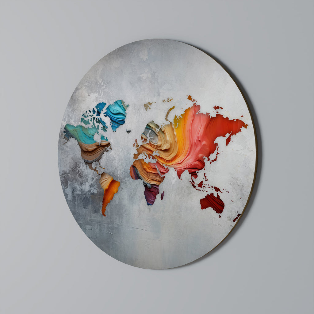 CONTINENTS PEINTS Art mural rond