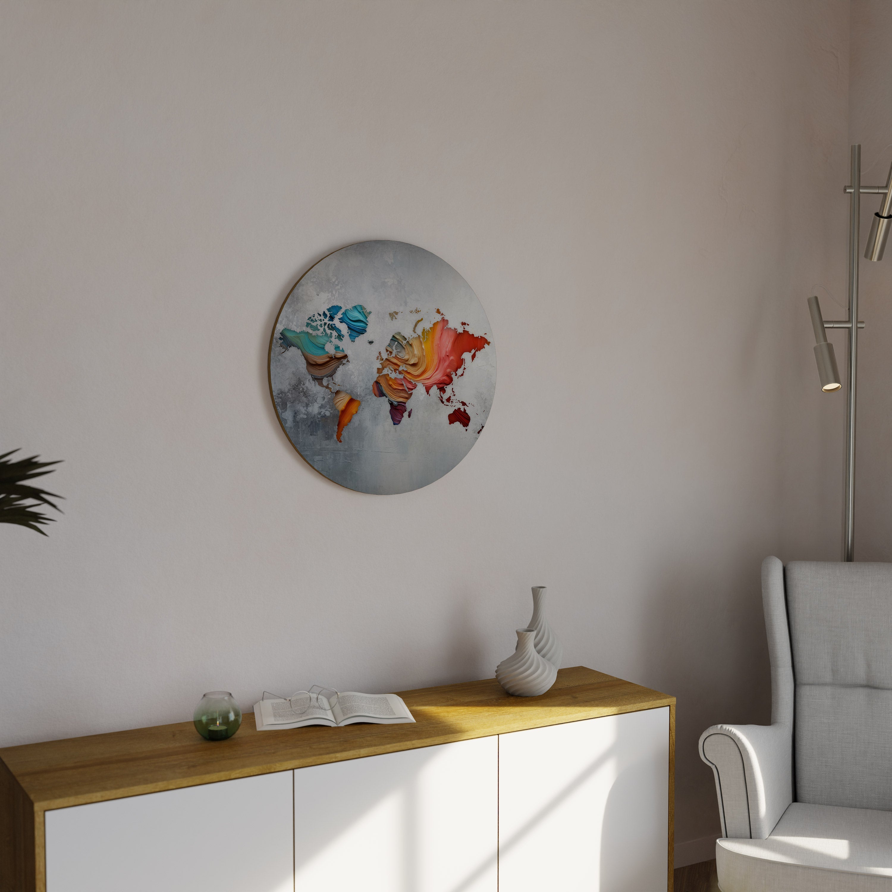 CONTINENTS PEINTS Art mural rond