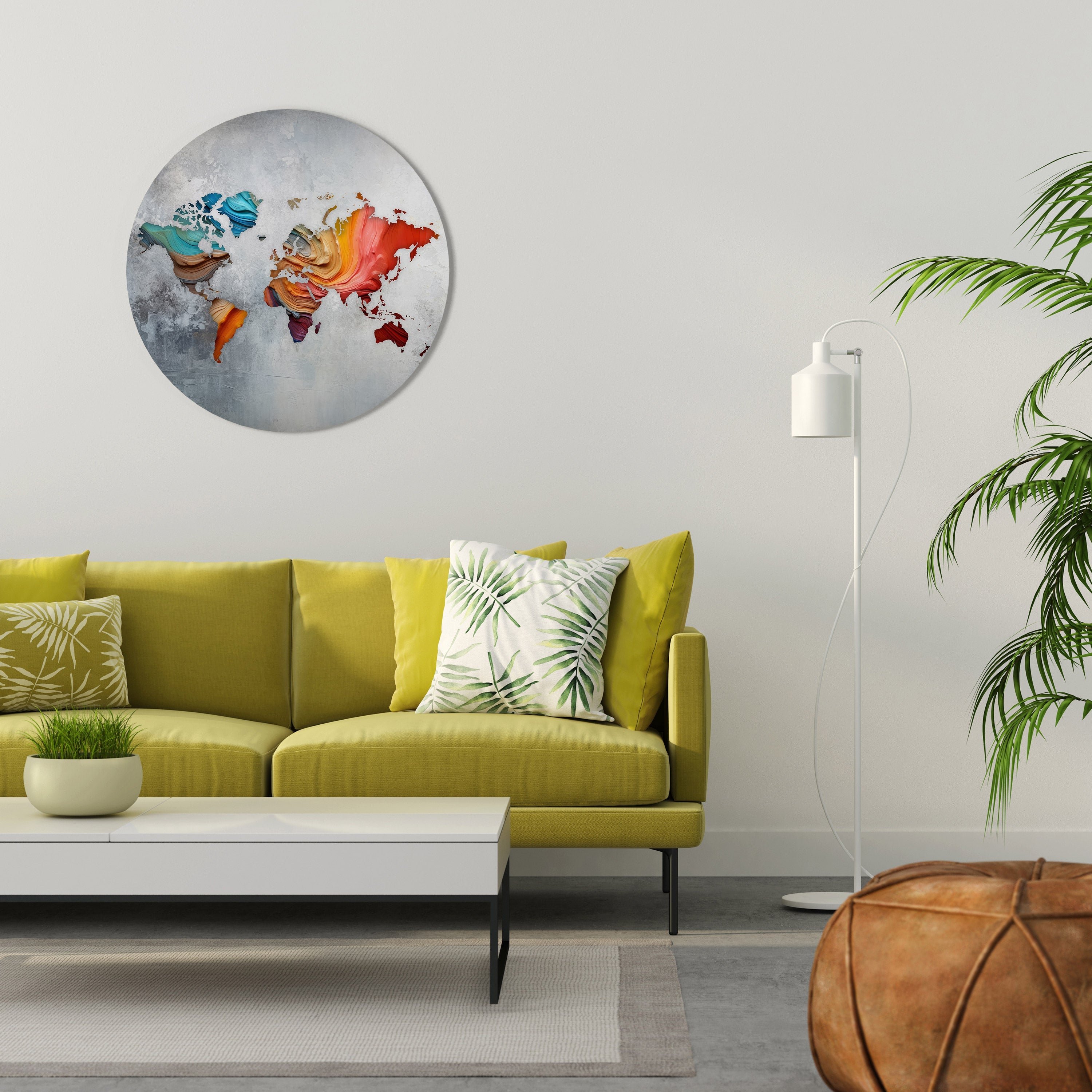 CONTINENTS PEINTS Art mural rond