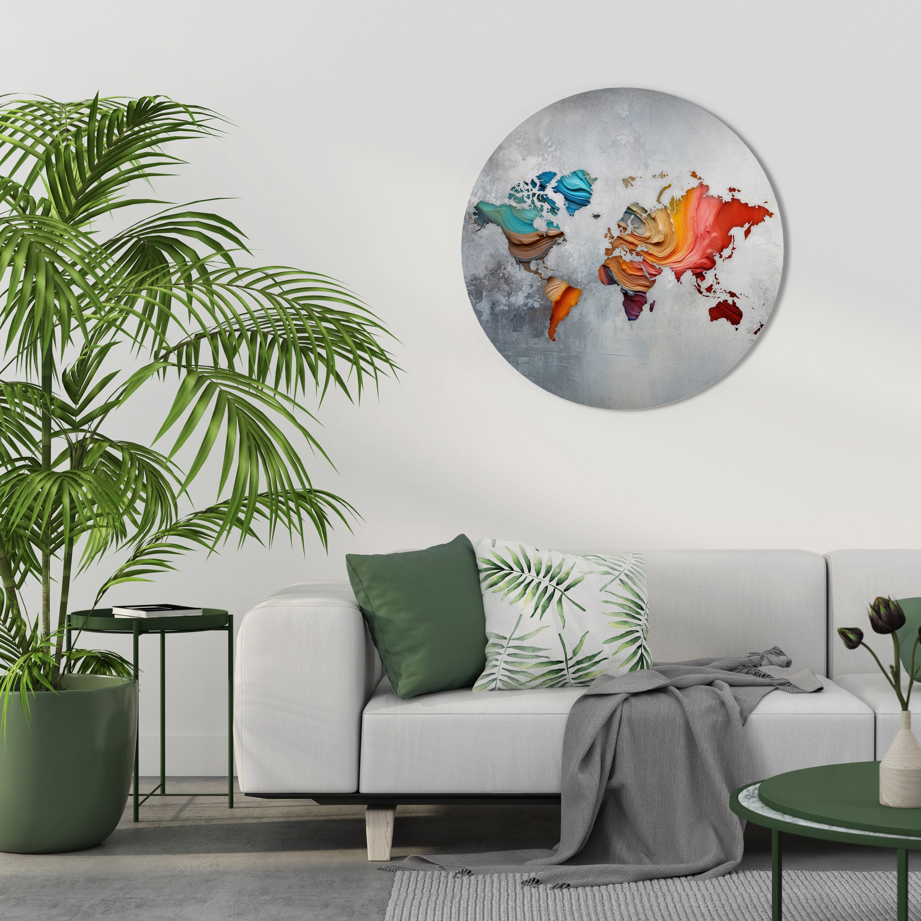 CONTINENTS PEINTS Art mural rond