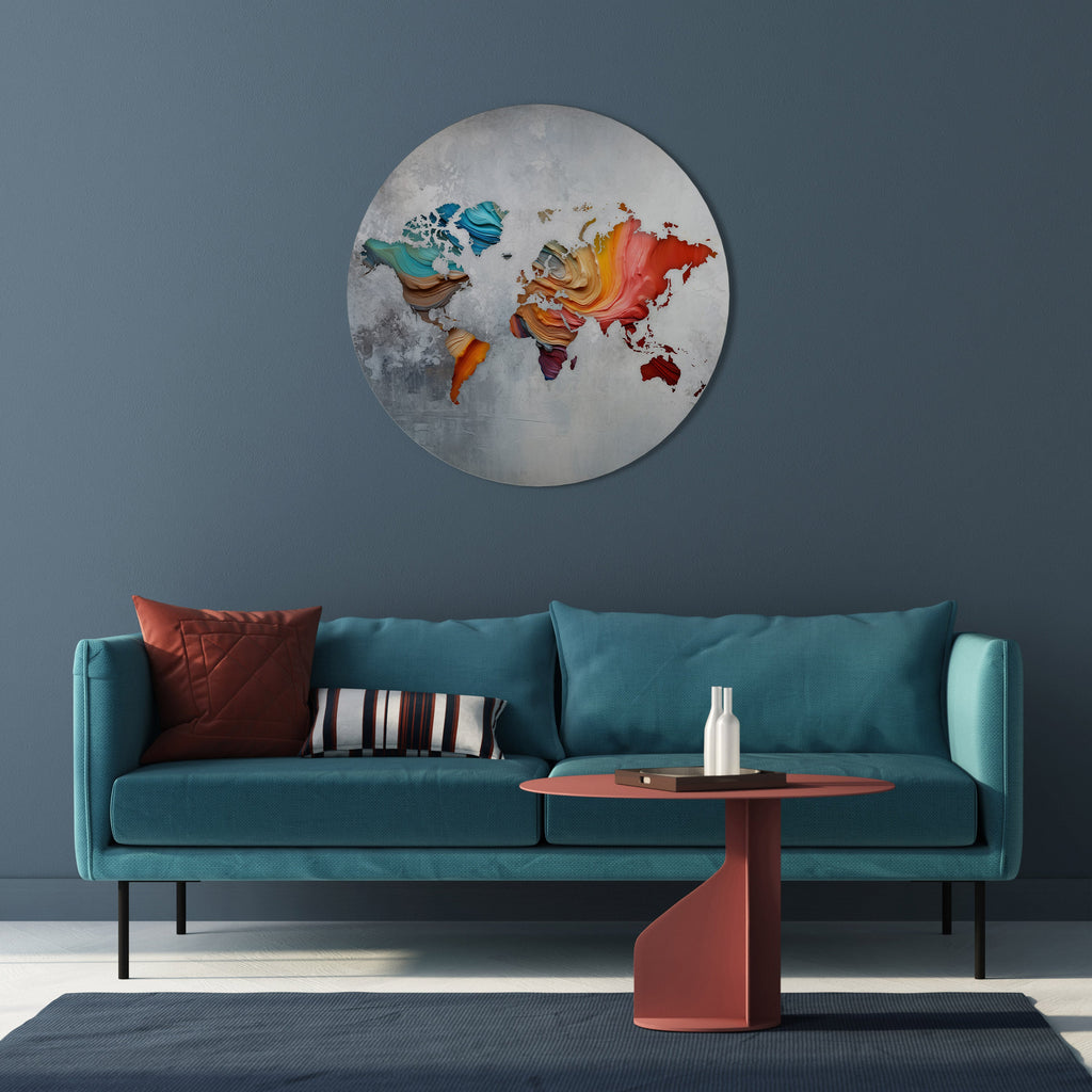 CONTINENTS PEINTS Art mural rond