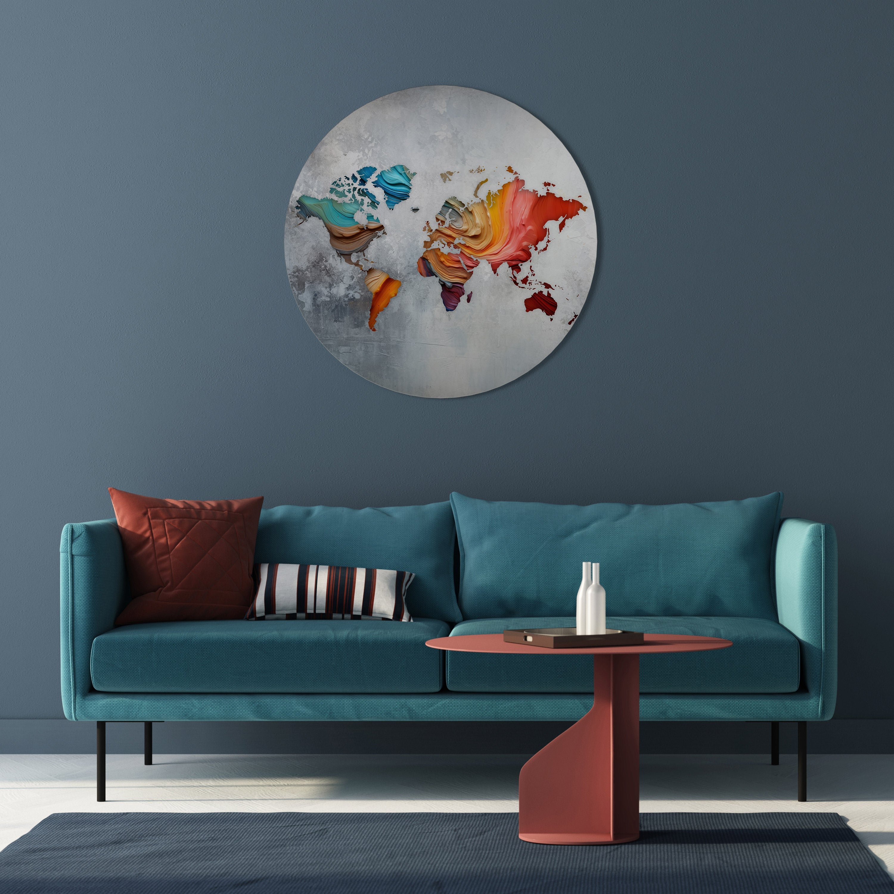 CONTINENTS PEINTS Art mural rond