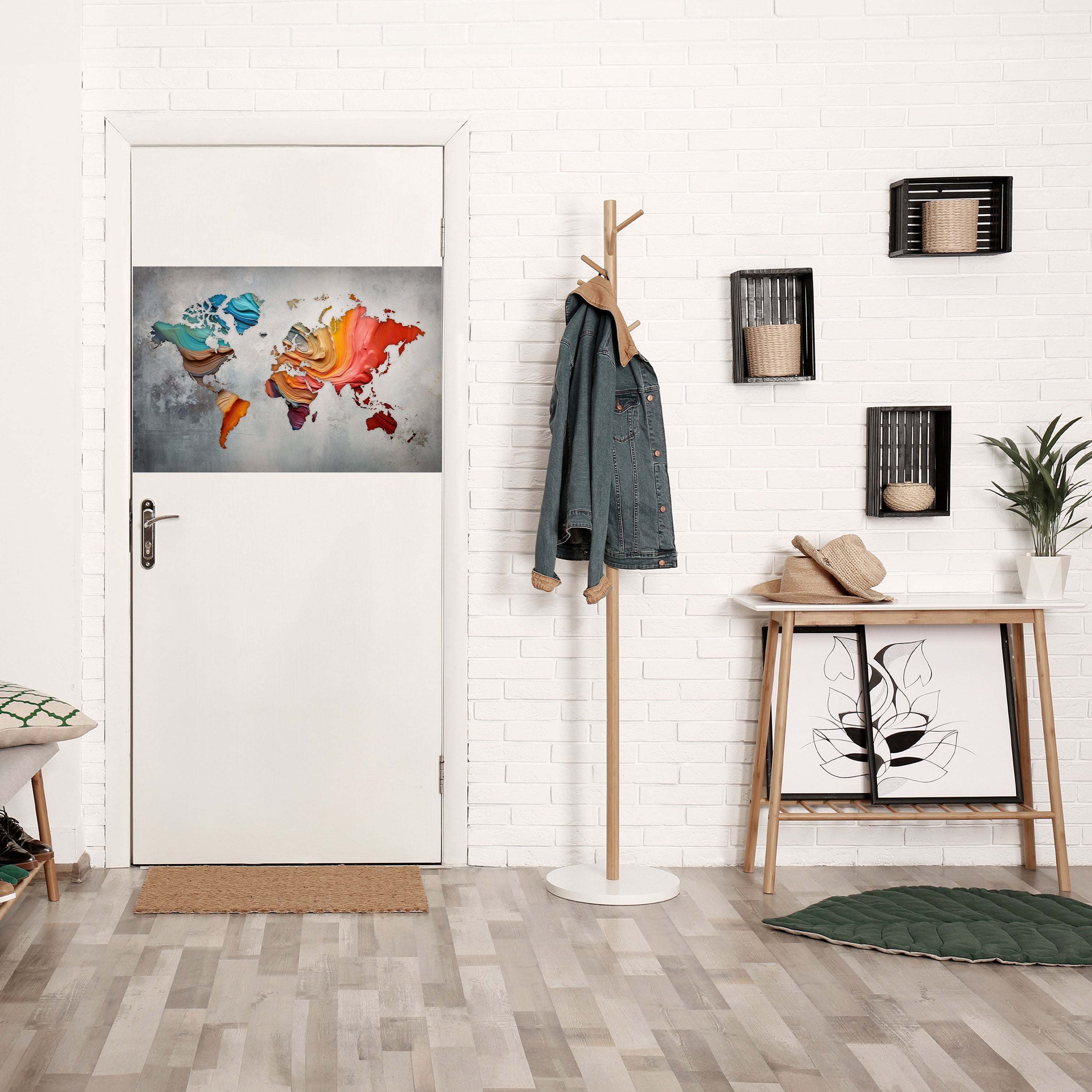 Affiche horizontale autocollante « CONTINENTS PEINTS »