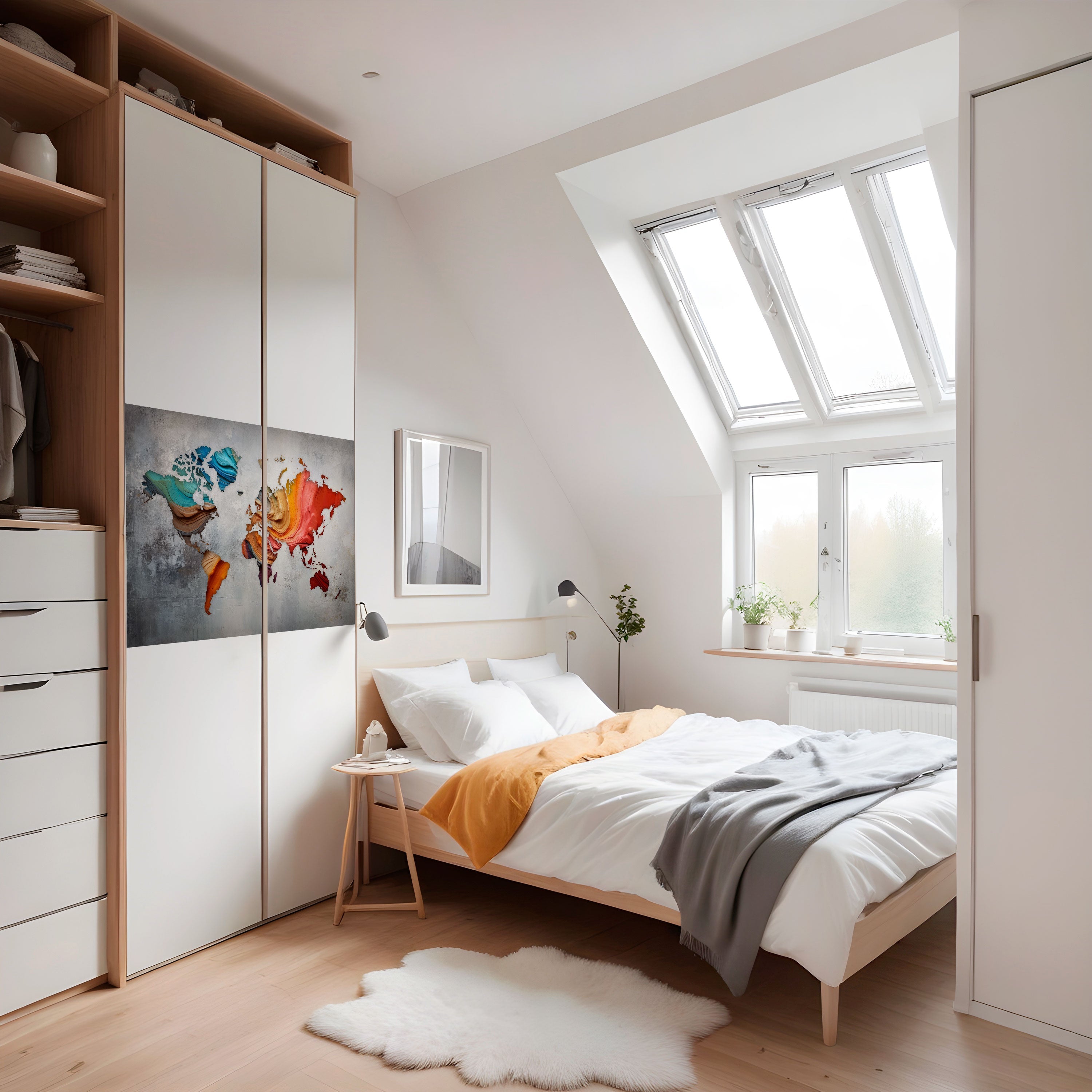 Affiche horizontale autocollante « CONTINENTS PEINTS »