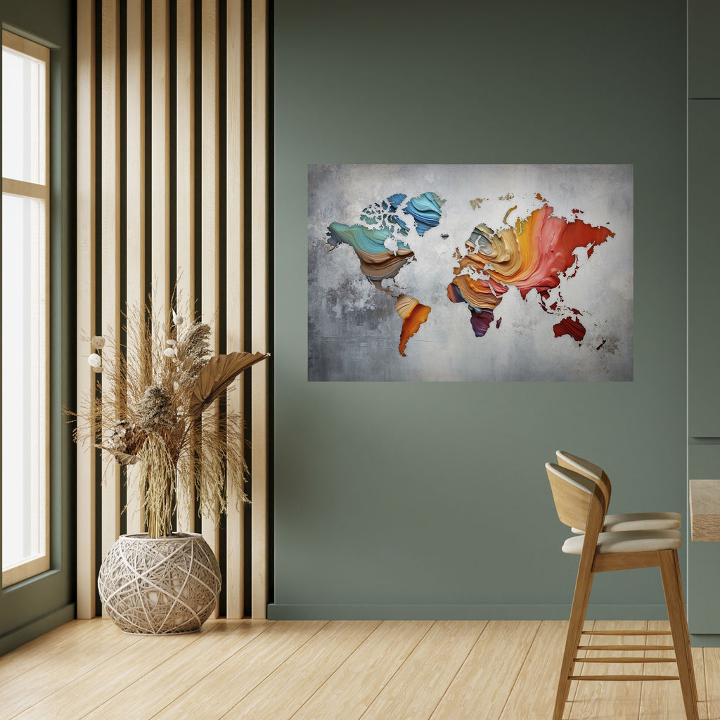 Affiche horizontale autocollante « CONTINENTS PEINTS »