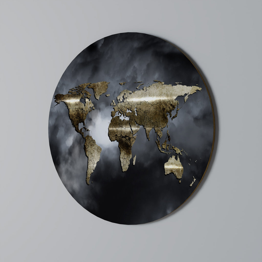 Art mural rond GOLDEN EARTH REVERIE
