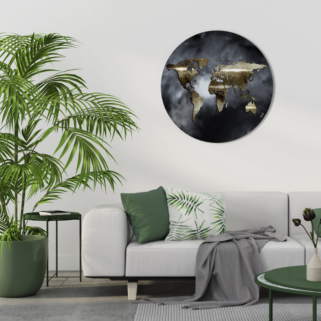 Art mural rond GOLDEN EARTH REVERIE