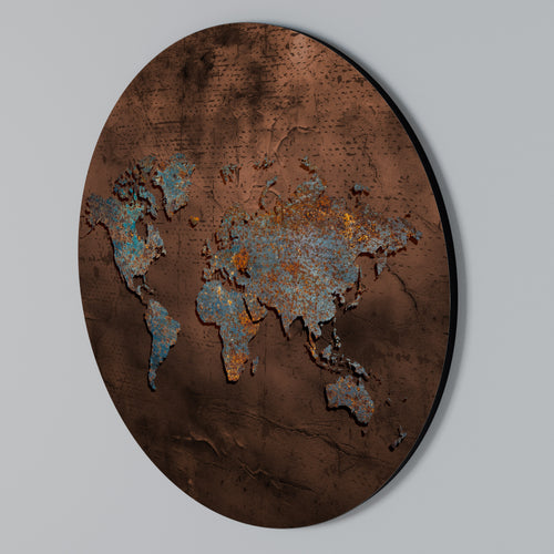 METALLIC MAP OF MEMORIES Round Wall Art