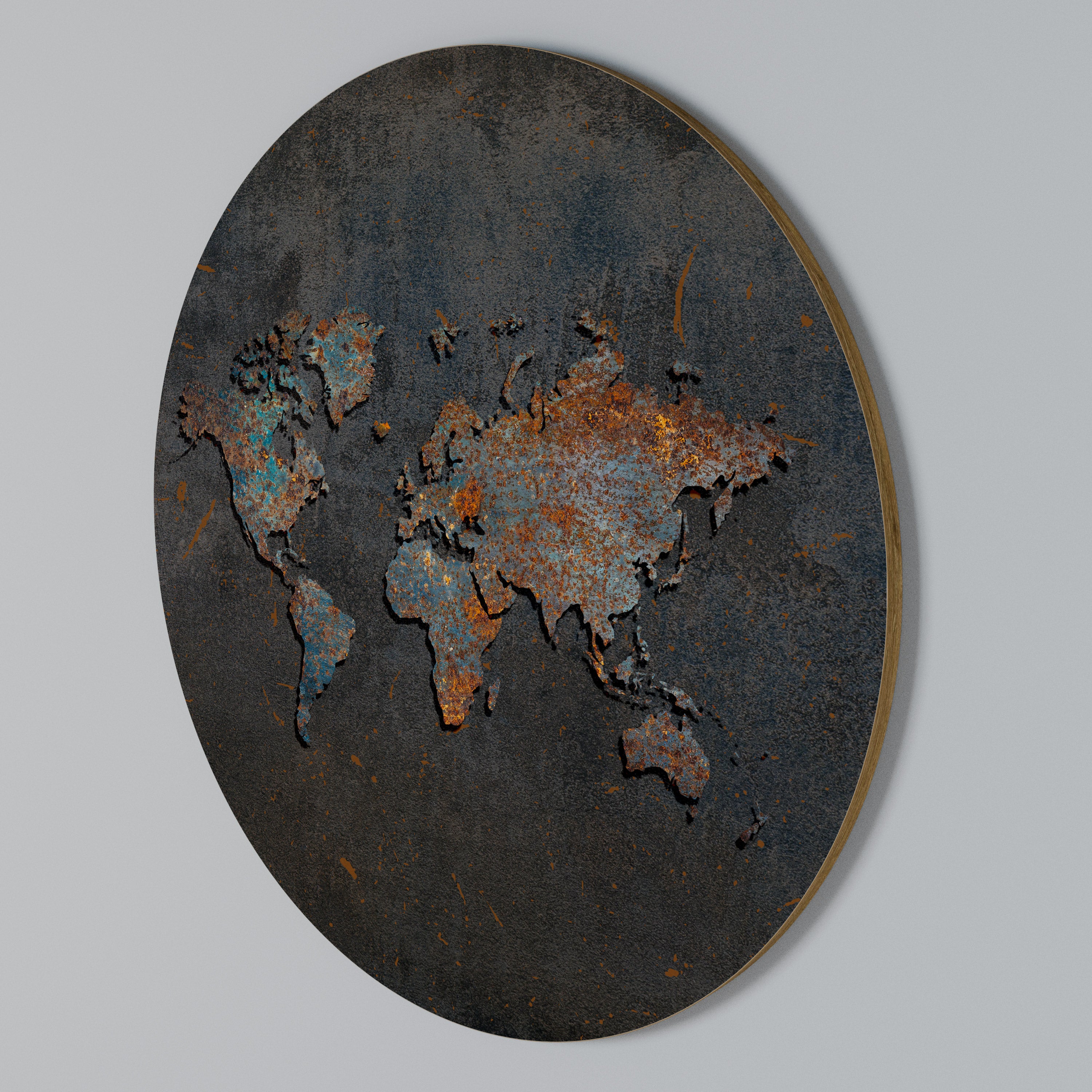 TIMEWORN TOPOGRAPHY Round Wall Art