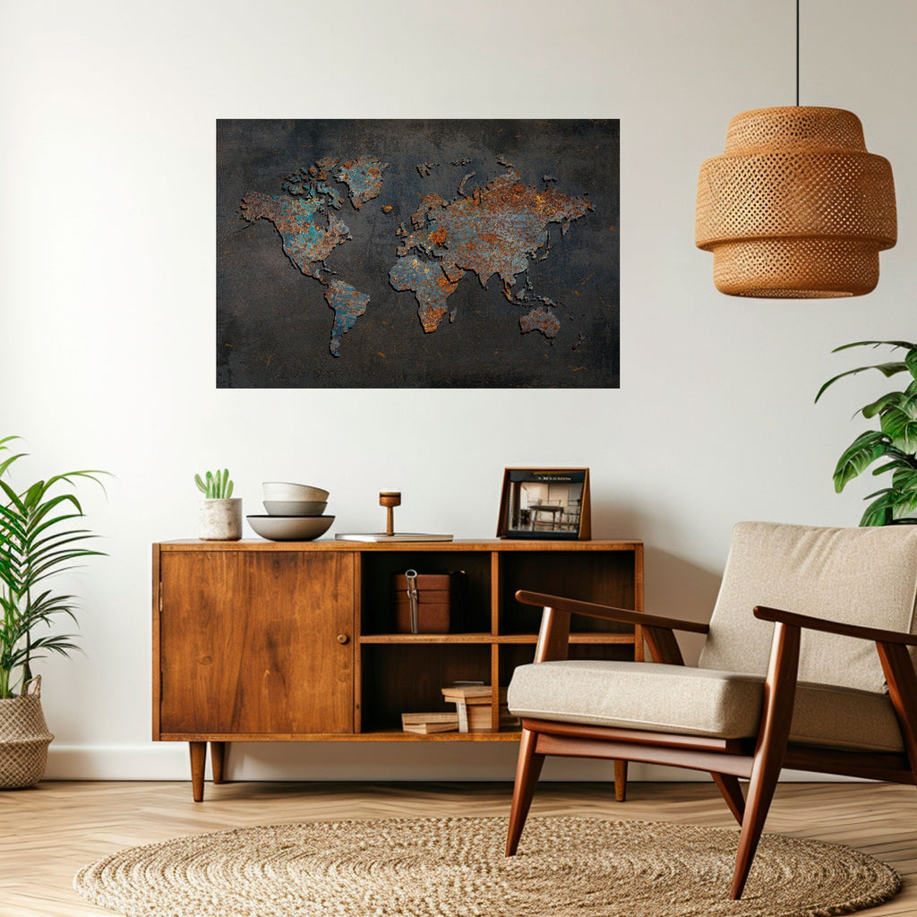 Affiche horizontale autocollante TOPOGRAPHIE USÉE PAR LE TEMPS