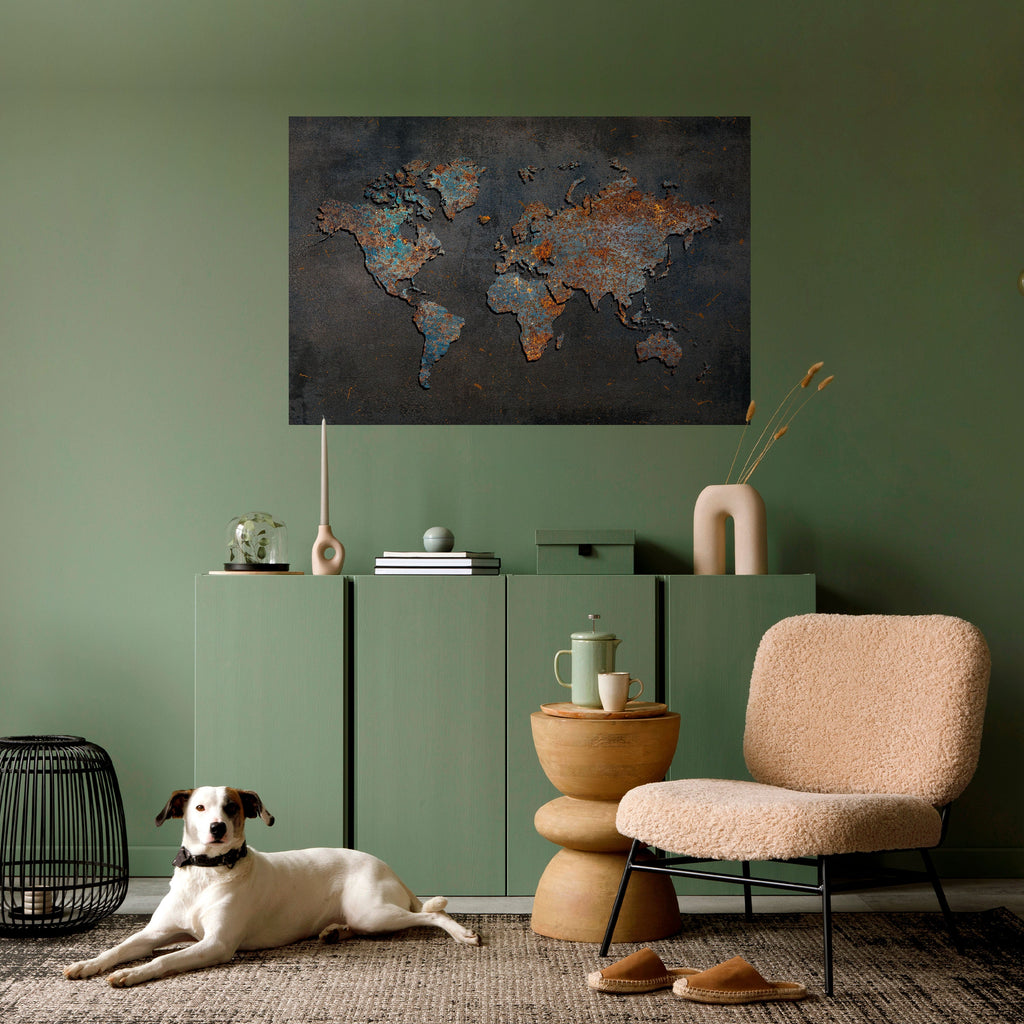 Affiche horizontale autocollante TOPOGRAPHIE USÉE PAR LE TEMPS