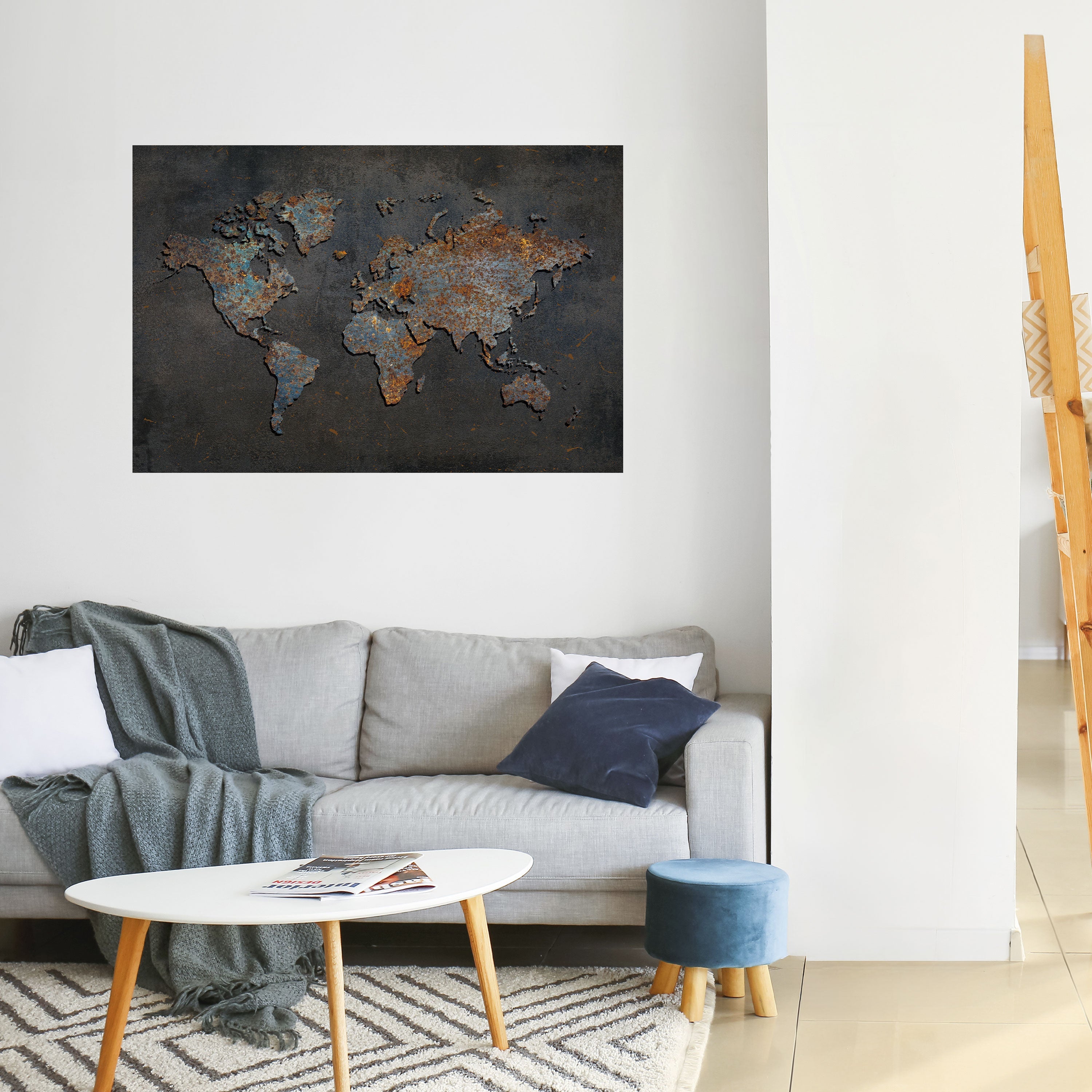 Affiche horizontale autocollante TOPOGRAPHIE USÉE PAR LE TEMPS