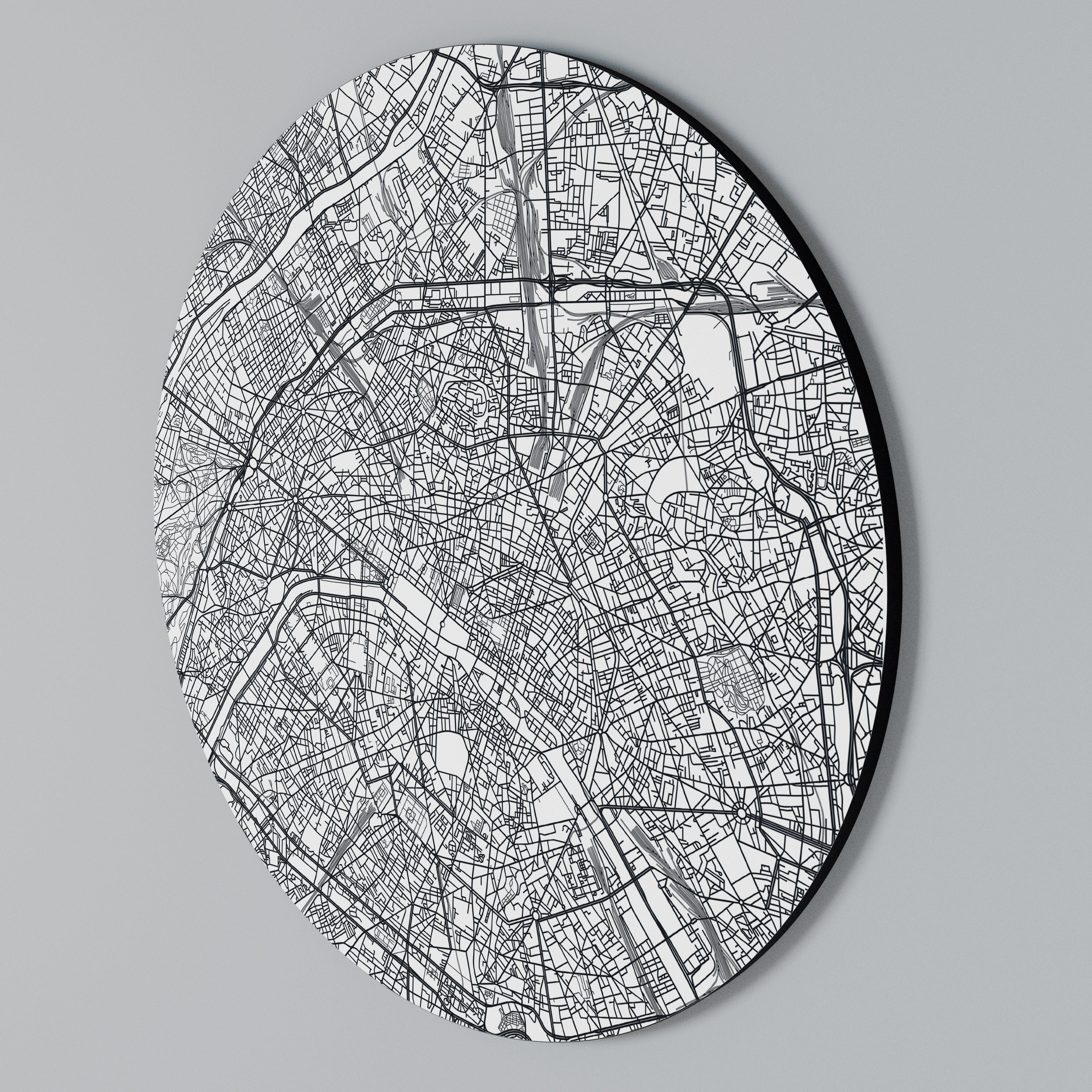 PARIS TOWN PLAN Round Wall Art