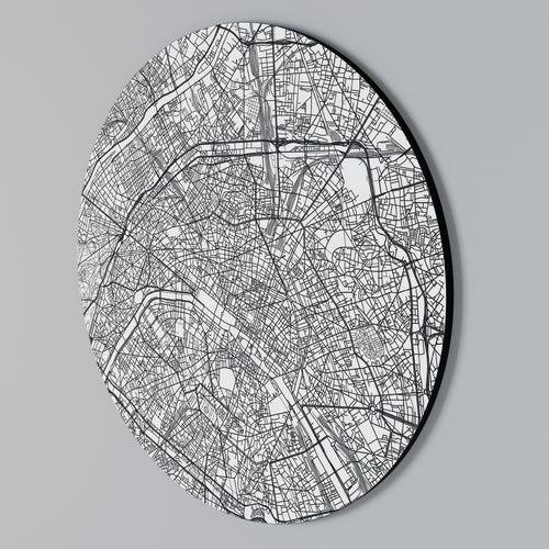 PARIS TOWN PLAN Round Wall Art
